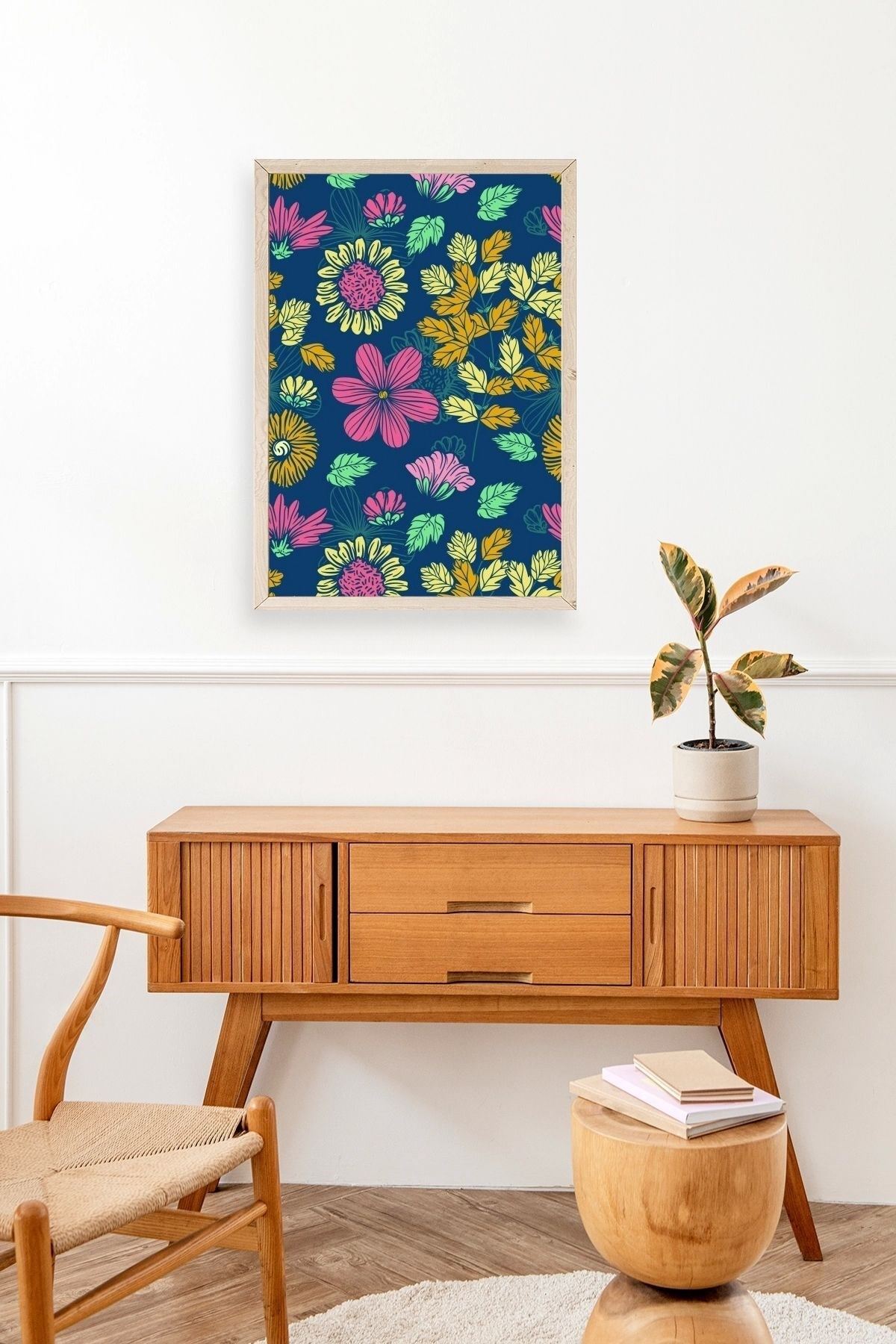 Çiçekler Ahşap Çerçeveli Tablo 30 x 42