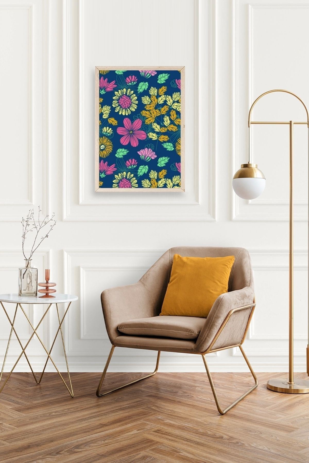 Çiçekler Ahşap Çerçeveli Tablo 17 x 23