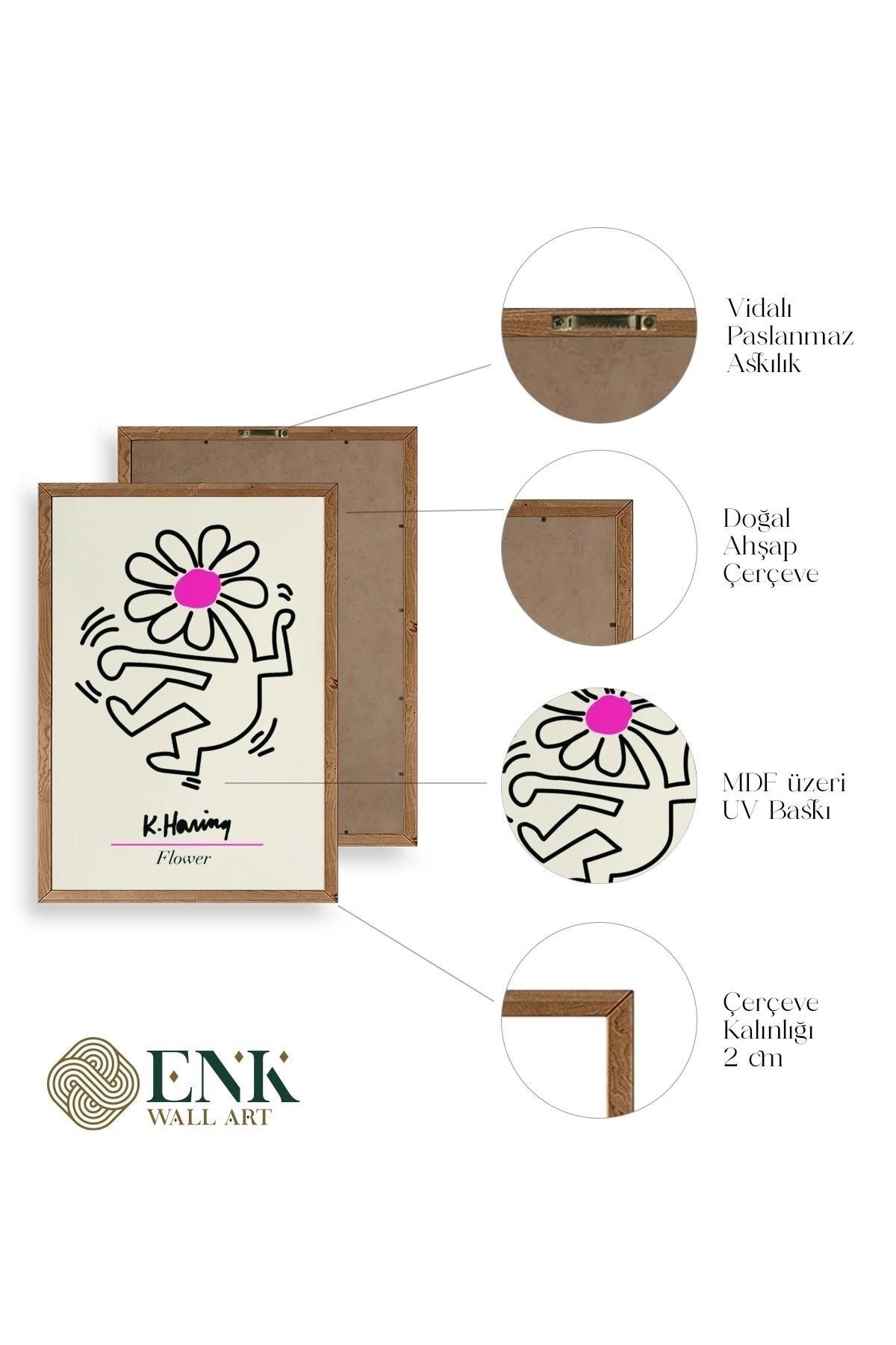 Soyut Çiçek Adam Ahşap Çerçeveli Tablo 23 x 30