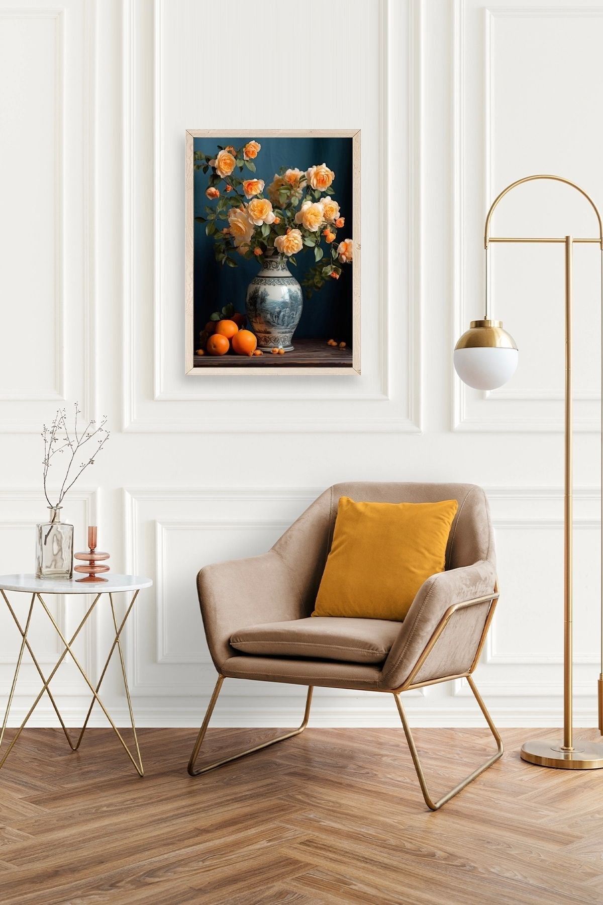 Çiçekli Vazo Ahşap Çerçeveli Tablo 23 x 30