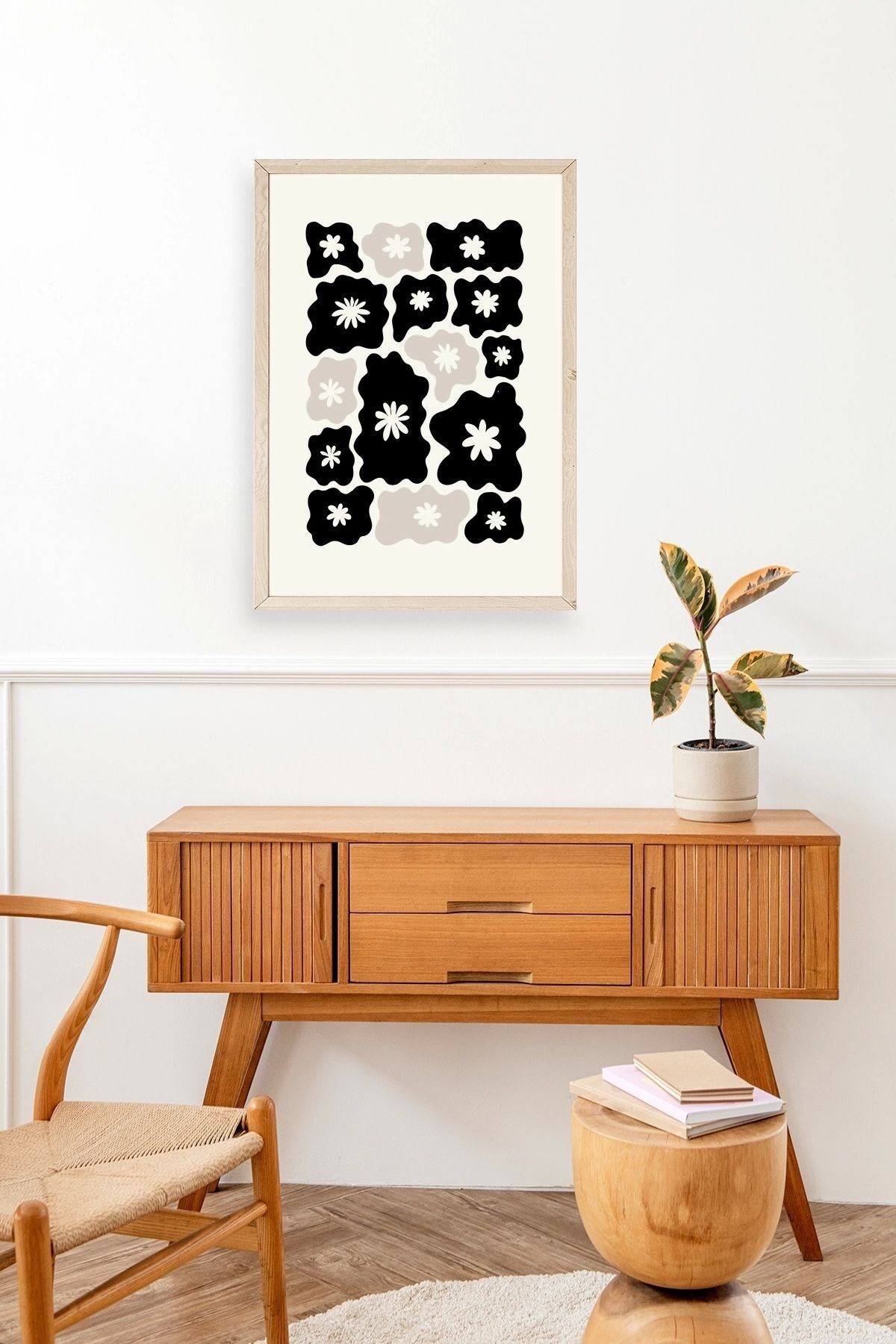 Çiçek Ahşap Çerçeveli Tablo 17 x 23