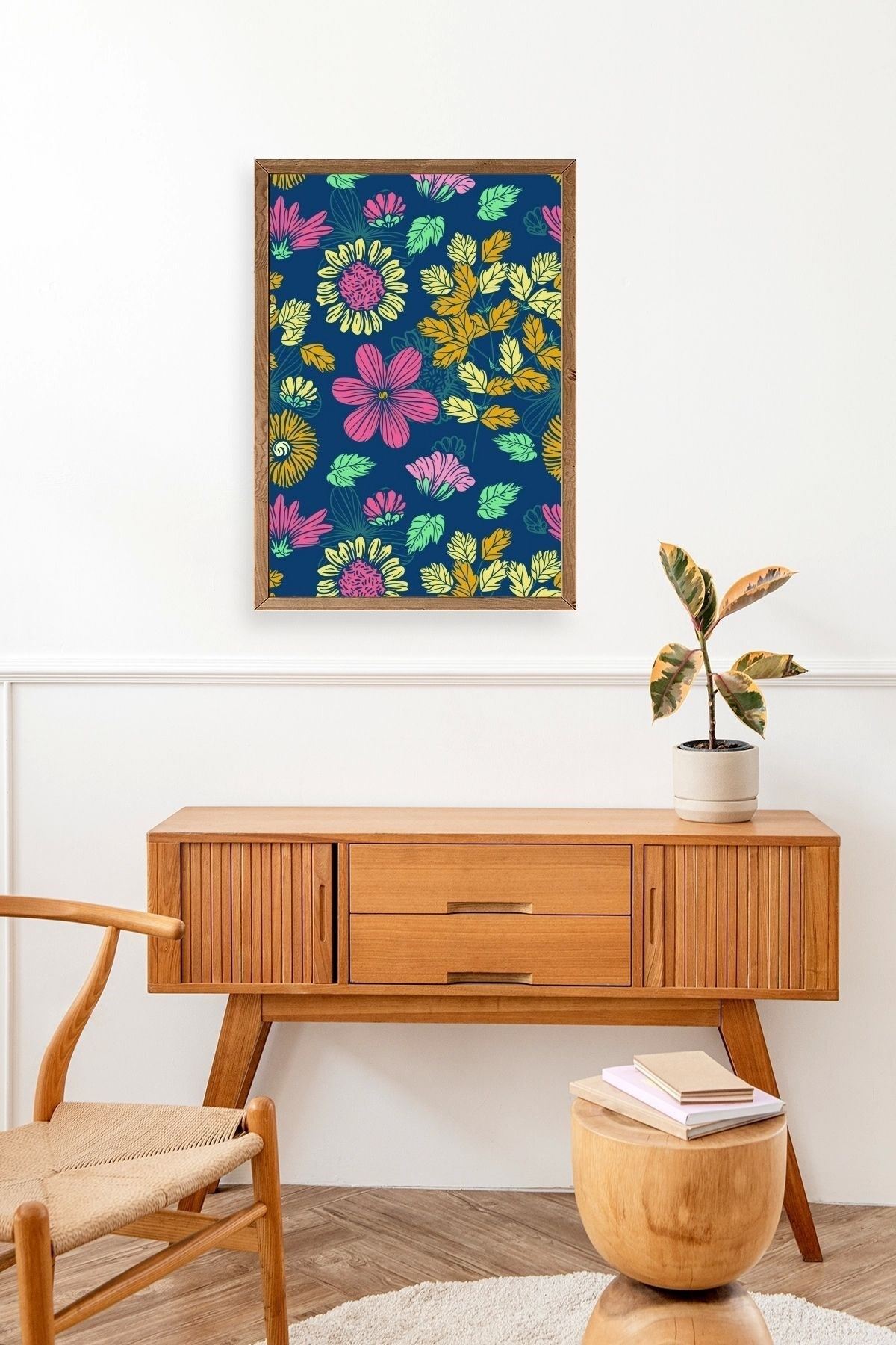 Çiçekler Ahşap Çerçeveli Tablo 17 x 23