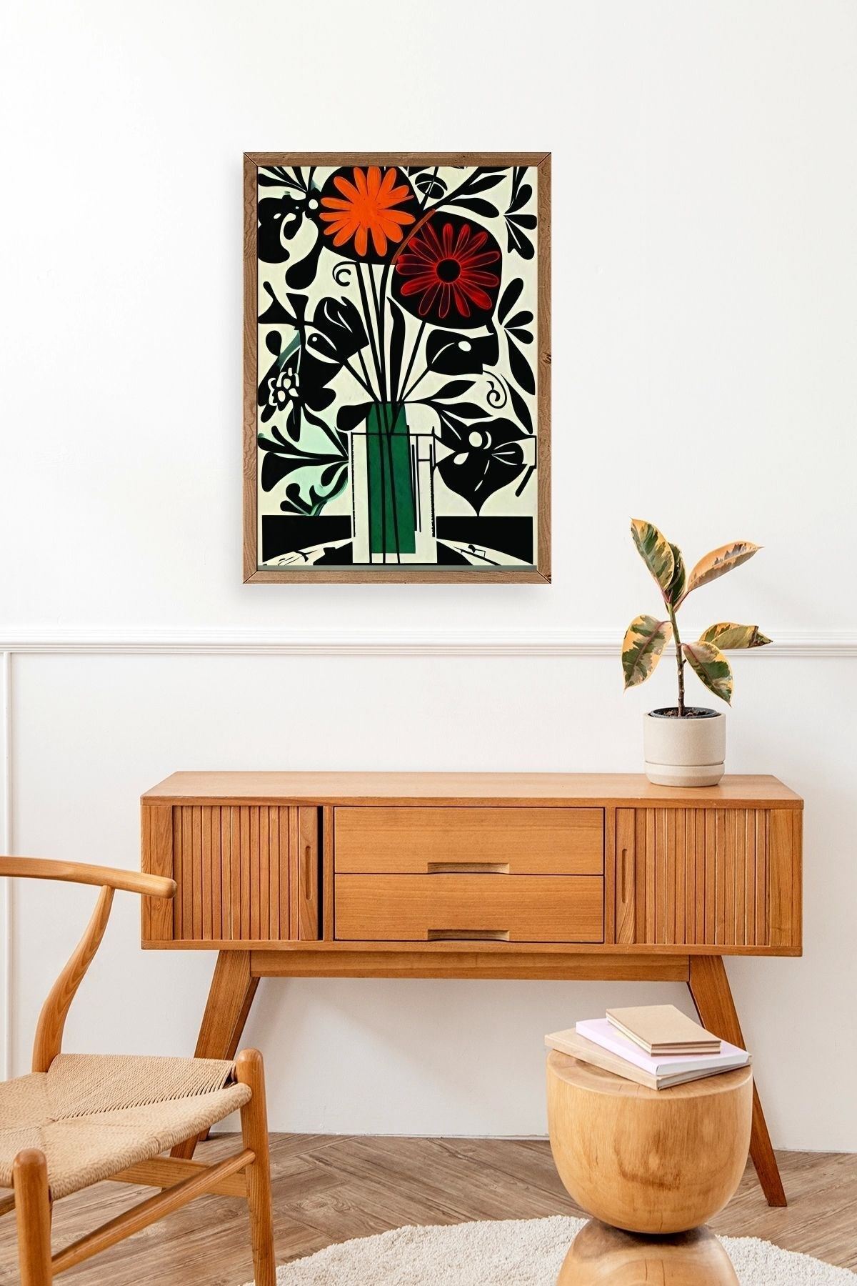 Çiçek Ahşap Çerçeveli Tablo 23 x 30