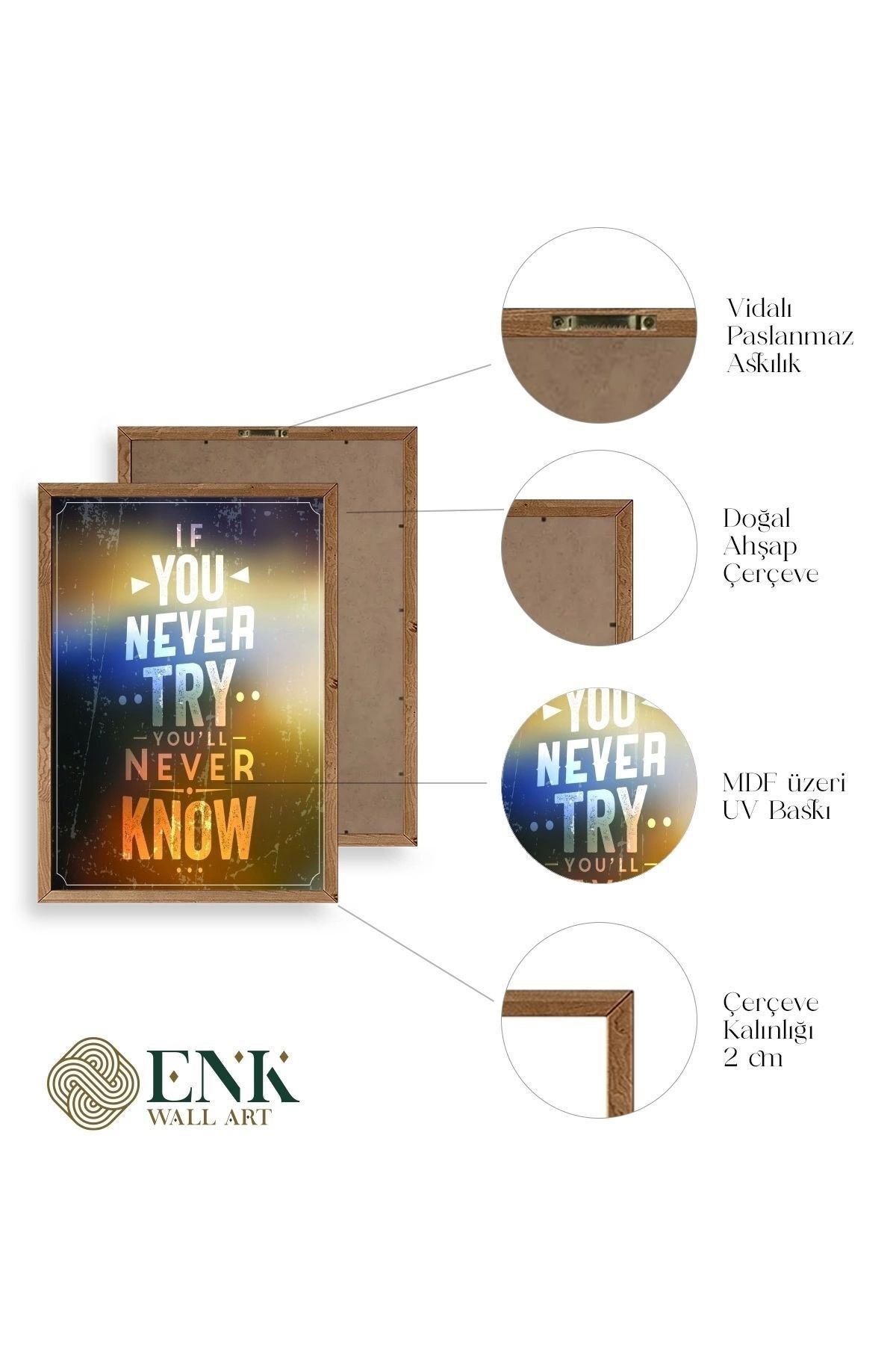 Motto Ahşap Çerçeveli Tablo 30 x 42