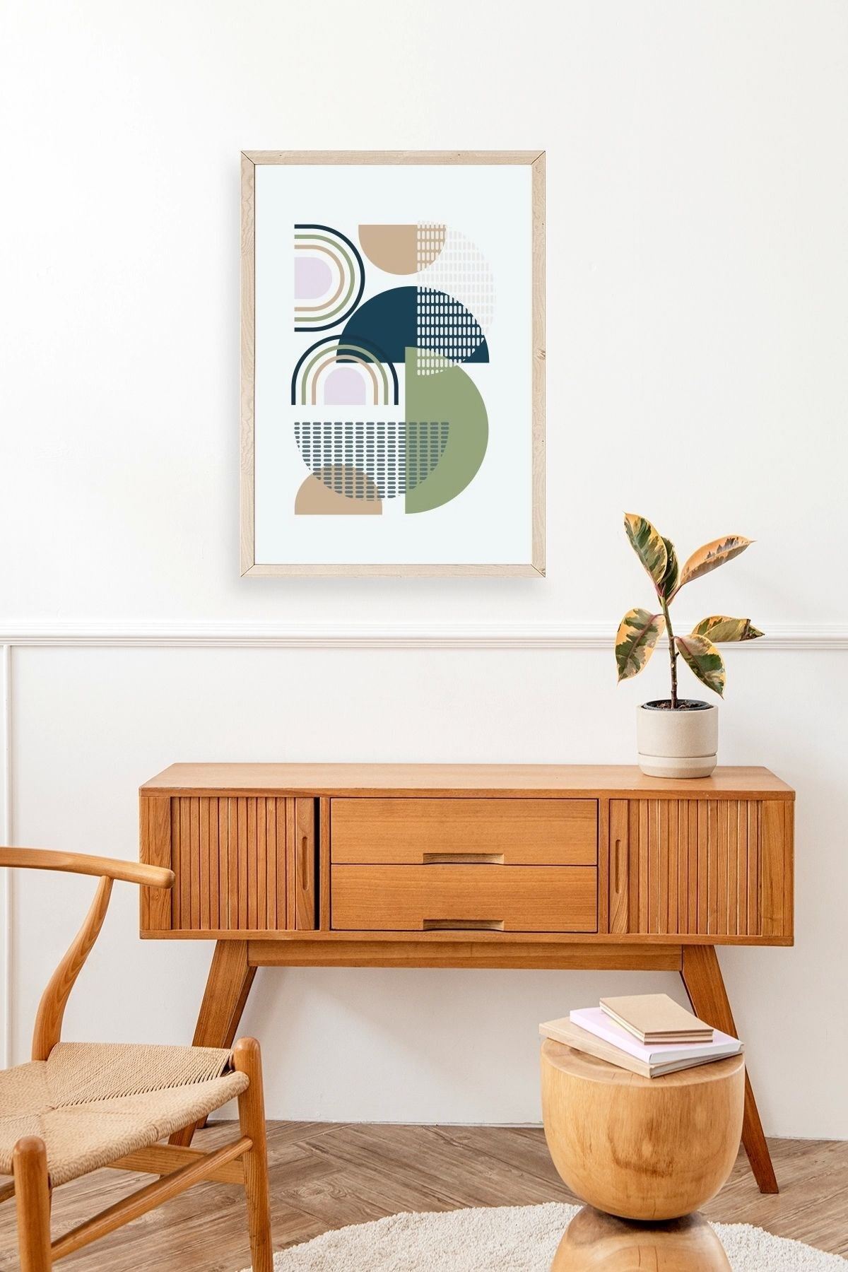 Soyut Ahşap Çerçeveli Tablo 30 x 42