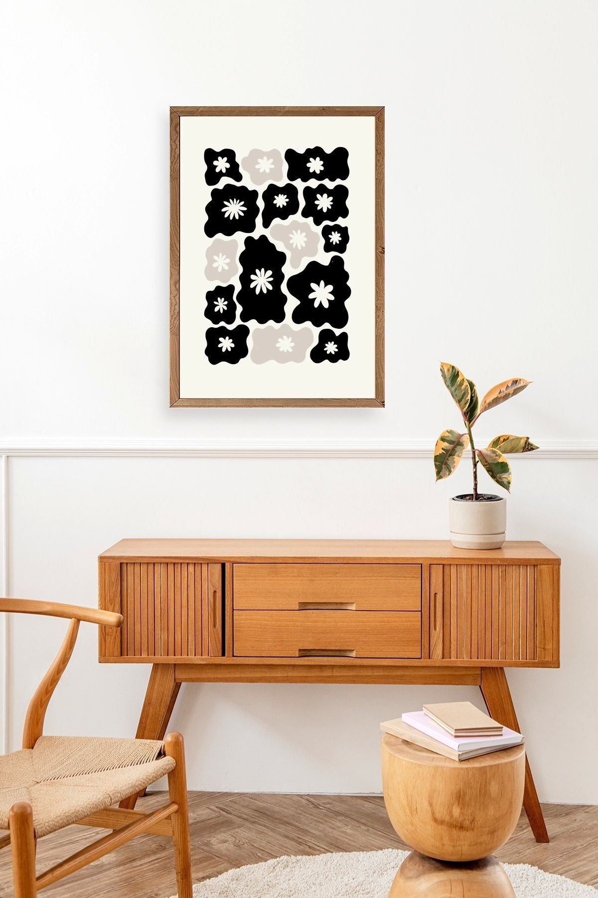 Çiçek Ahşap Çerçeveli Tablo 50 x 70