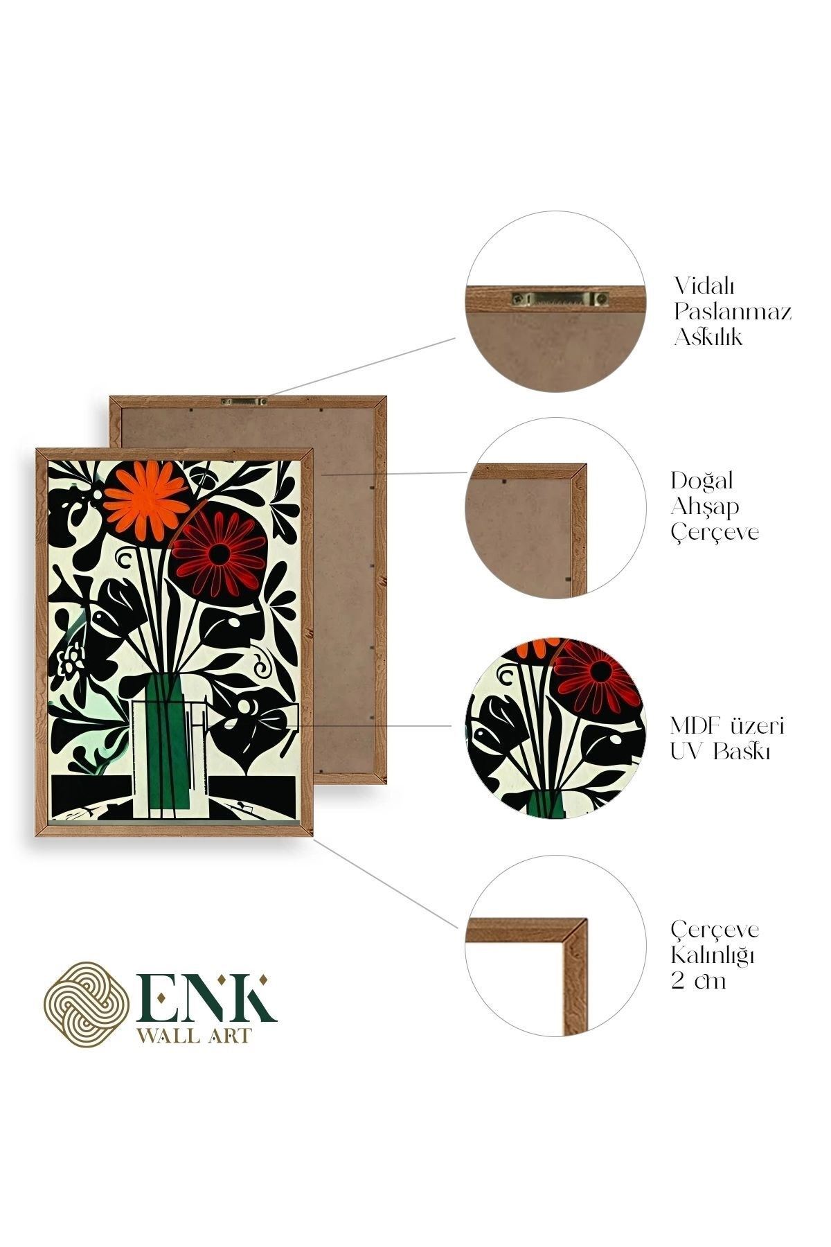 Çiçek Ahşap Çerçeveli Tablo 50 x 70