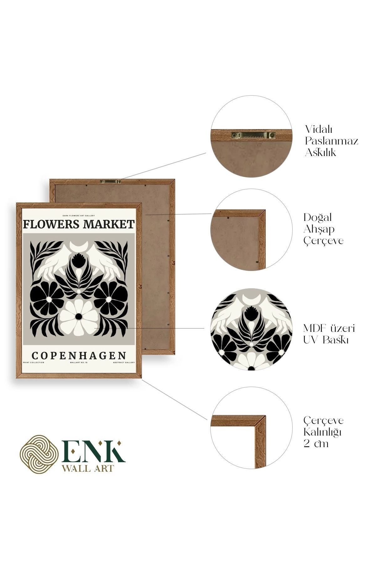 Çiçek Ahşap Çerçeveli Tablo 30 x 42