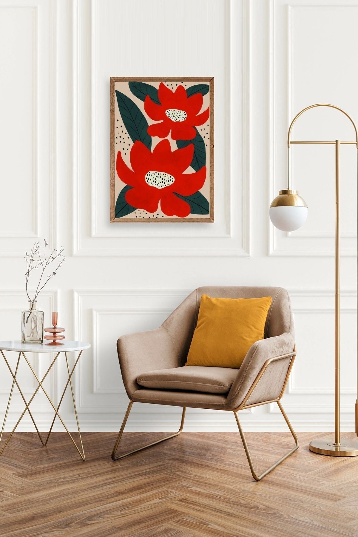 Çiçek Ahşap Çerçeveli Tablo 23 x 30