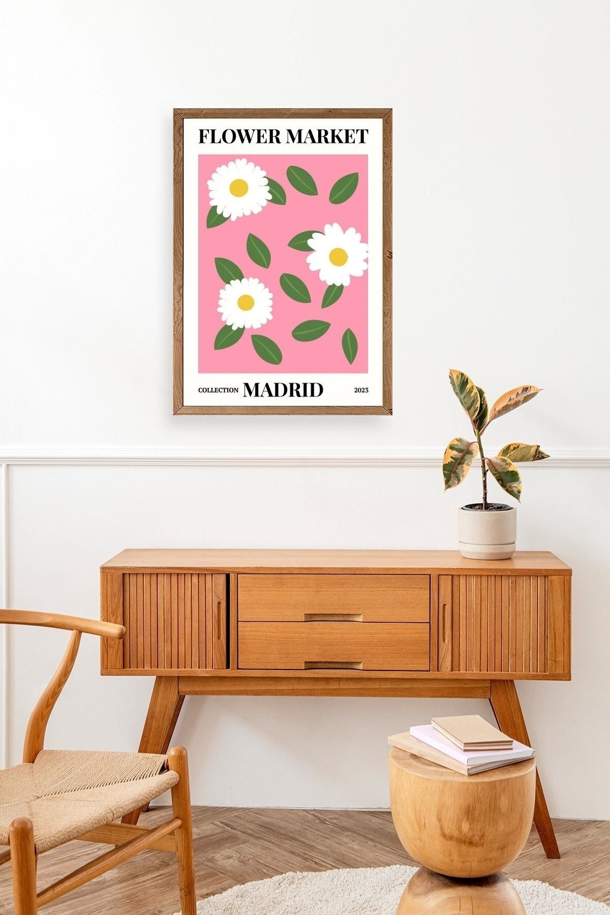 Çiçek Ahşap Çerçeveli Tablo 23 x 30