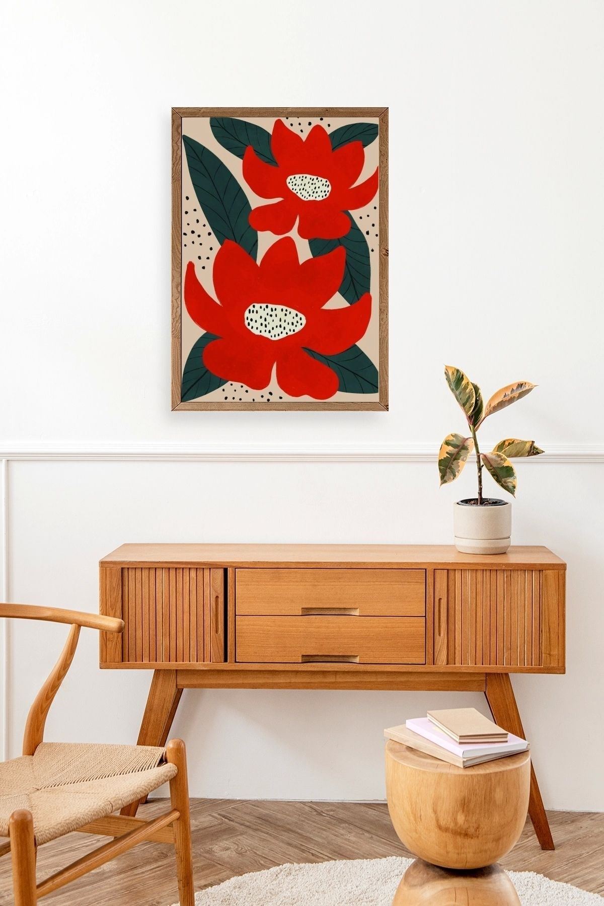 Çiçek Ahşap Çerçeveli Tablo 17 x 23