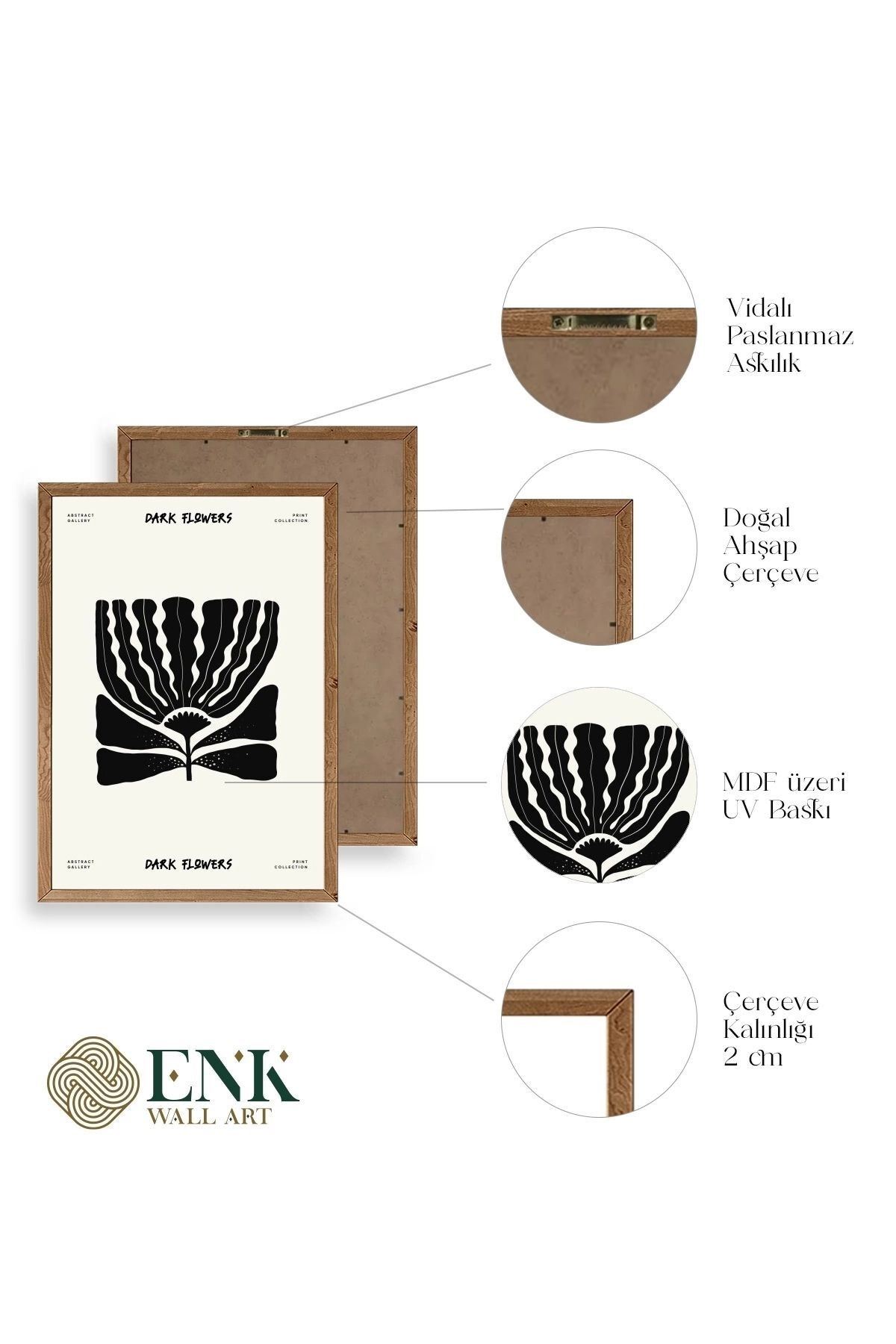 Çiçek Ahşap Çerçeveli Tablo 17 x 23