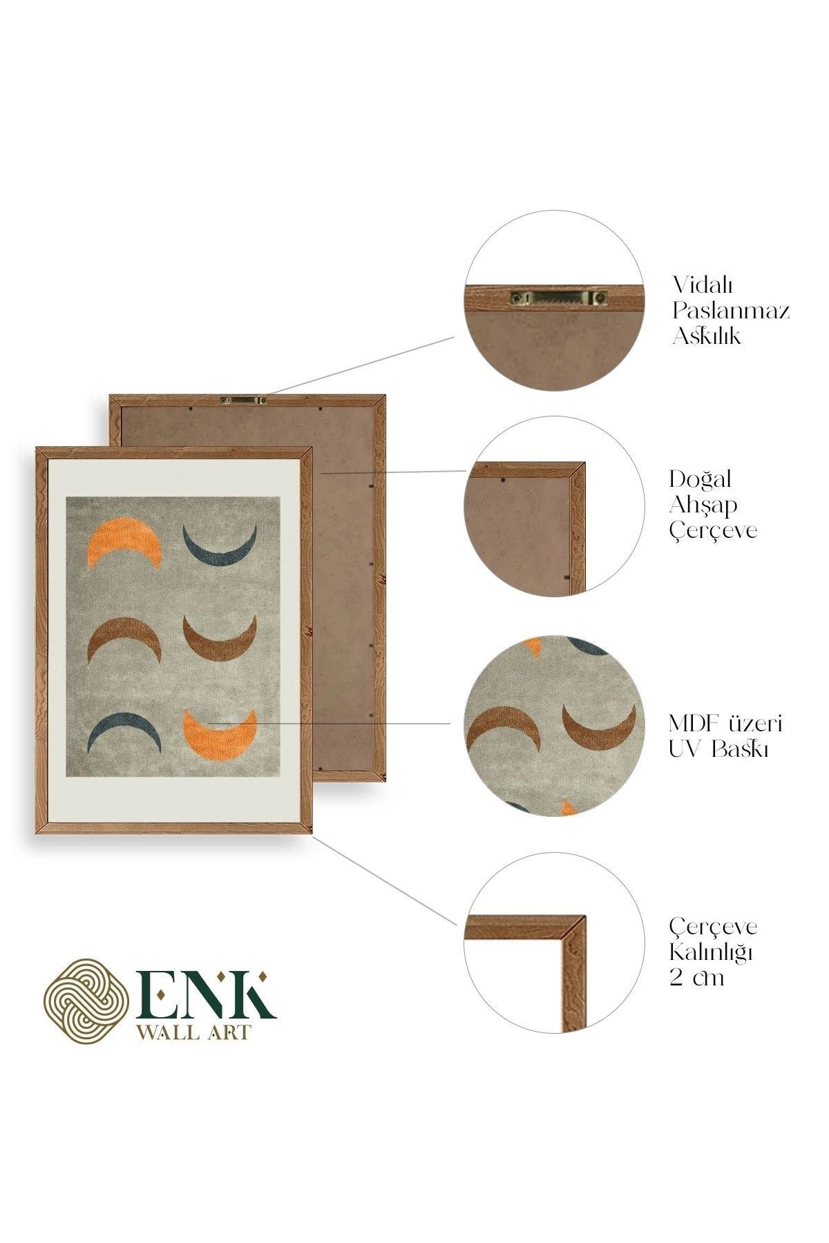 Soyut Ahşap Çerçeveli Tablo 50 x 70