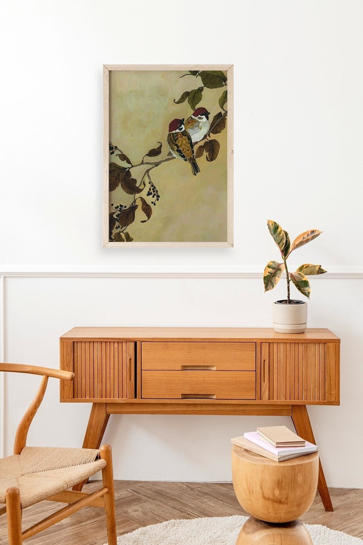 Kuş Ahşap Çerçeveli Tablo 17 x 23