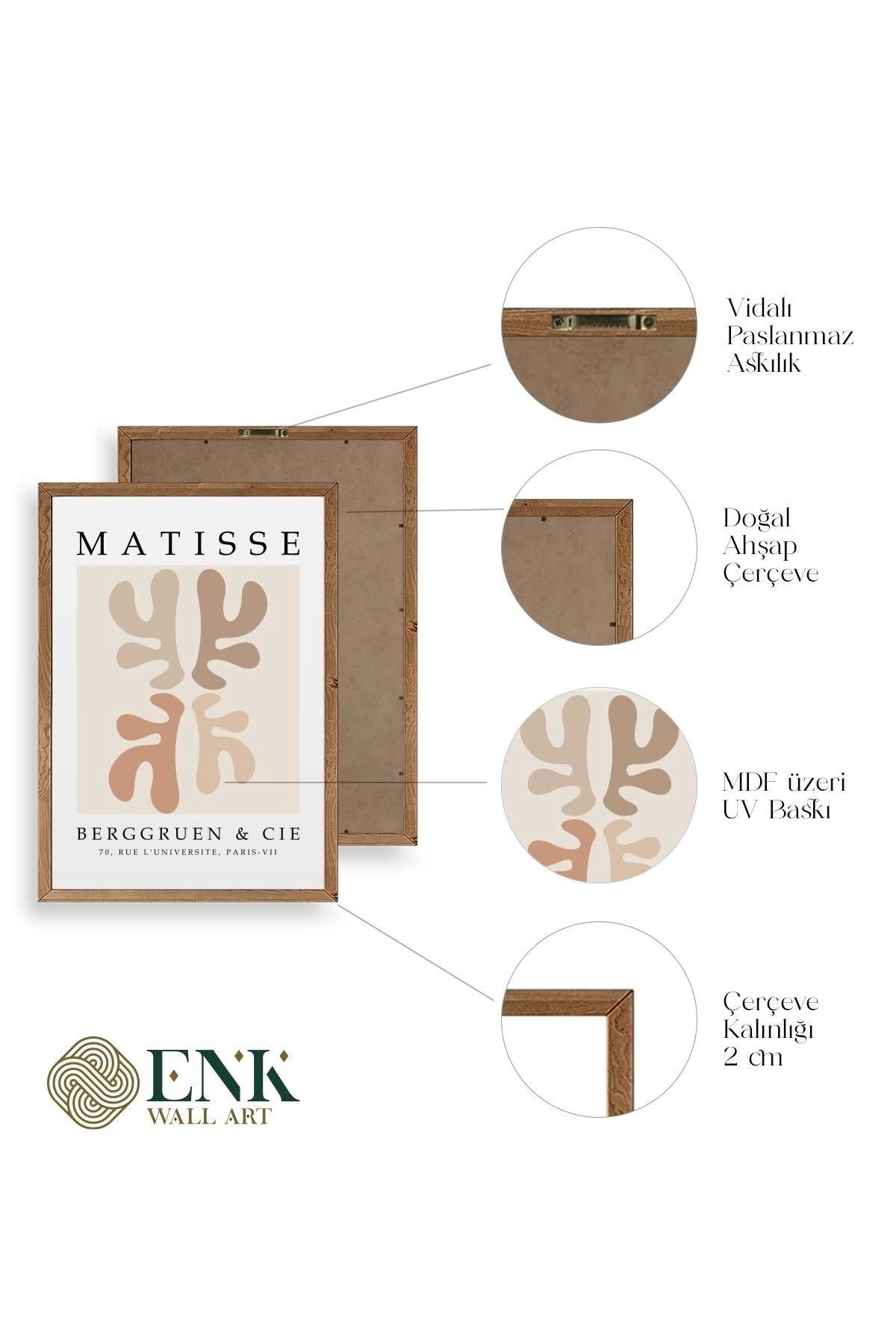 Soyut Ahşap Çerçeveli Tablo 30 x 42