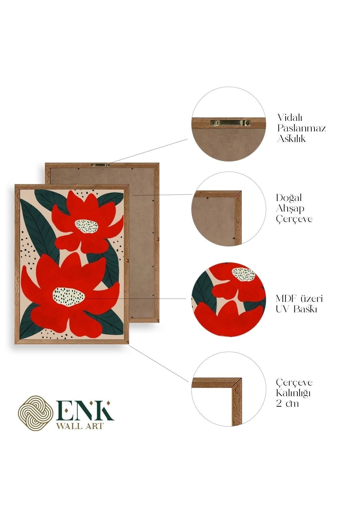 Çiçek Ahşap Çerçeveli Tablo 50 x 70