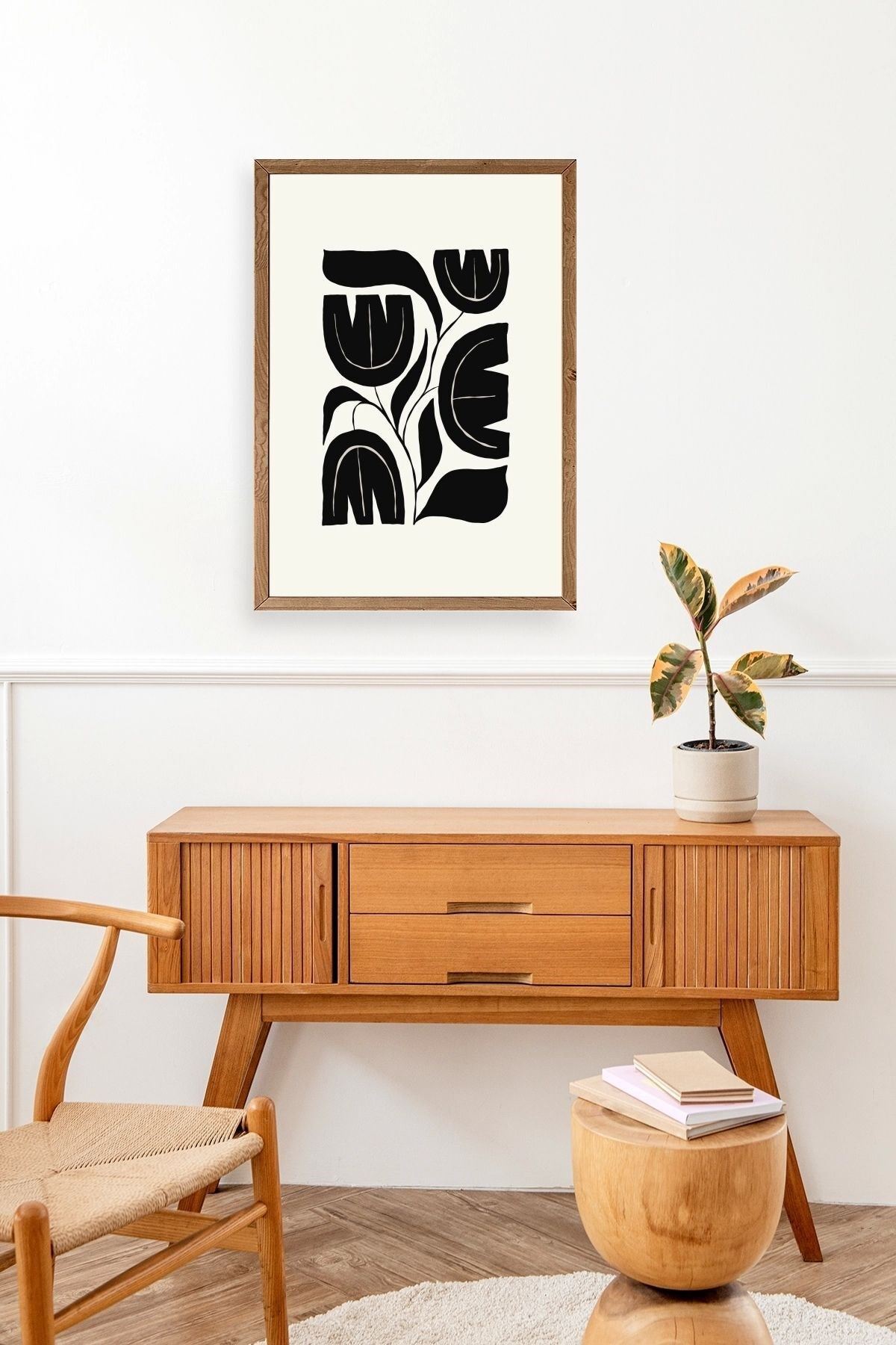 Çiçek Ahşap Çerçeveli Tablo 17 x 23