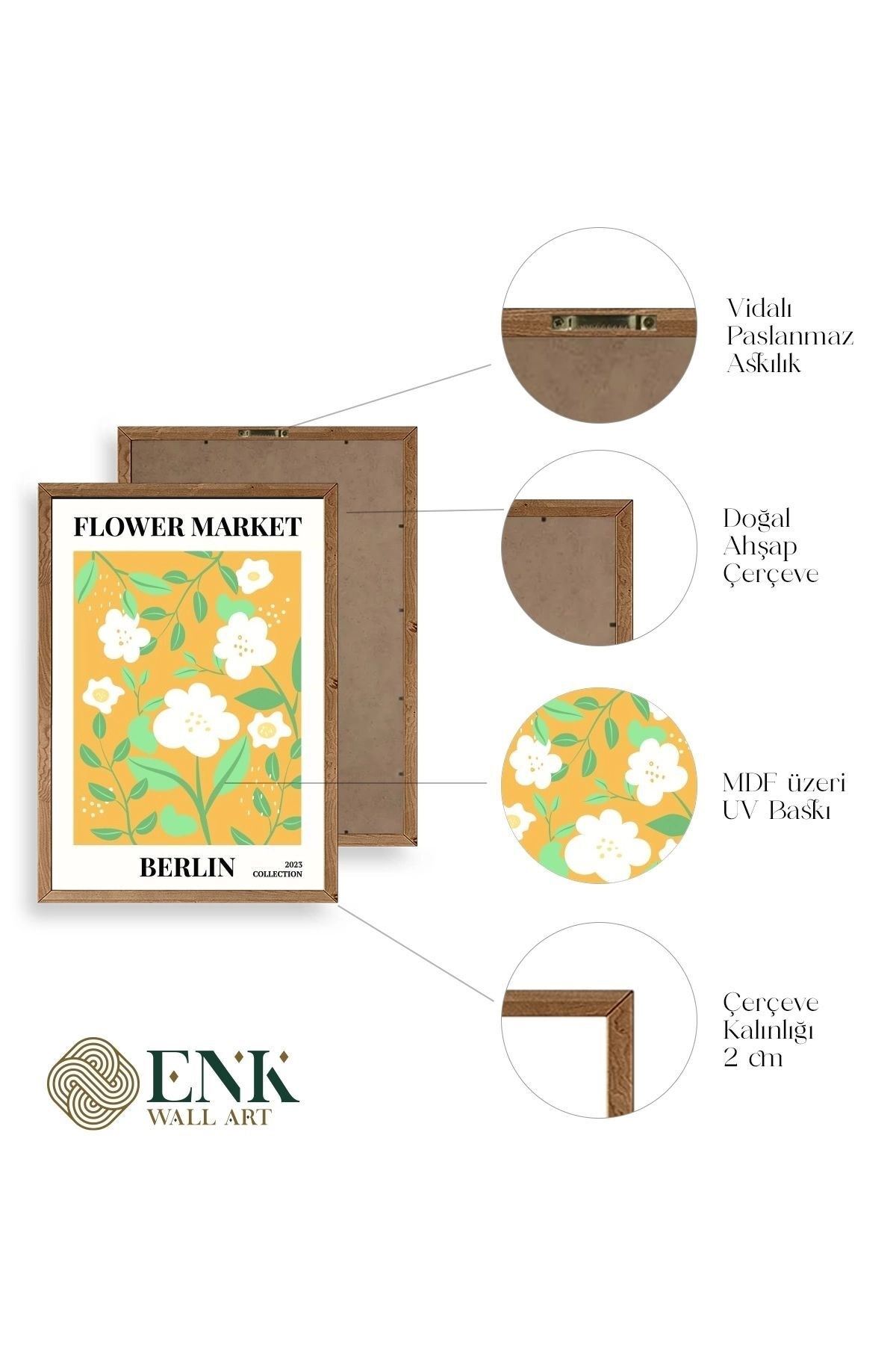 Çiçek Ahşap Çerçeveli Tablo 50 x 70