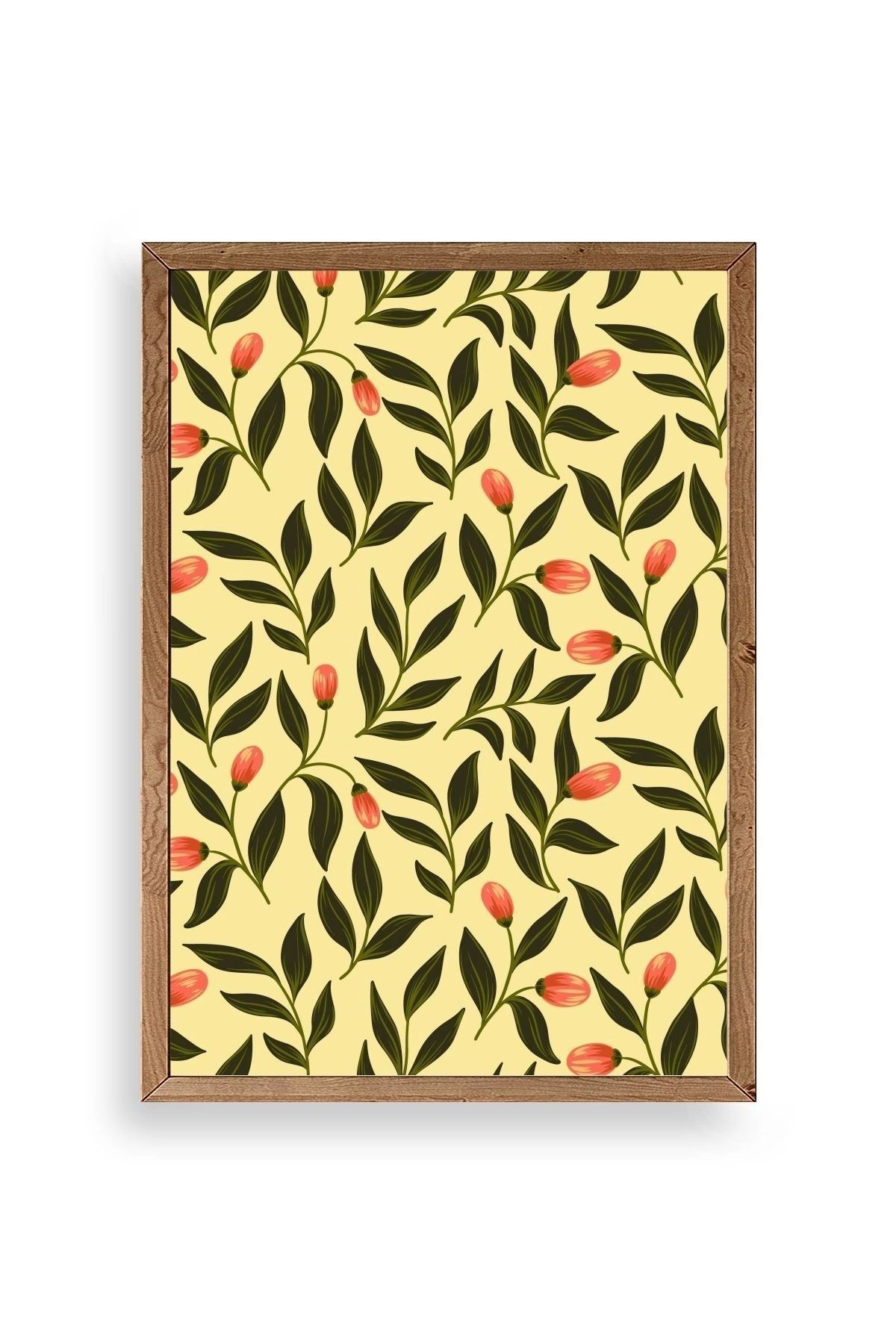 Yapraklar Ahşap Çerçeveli Tablo 50 x 70