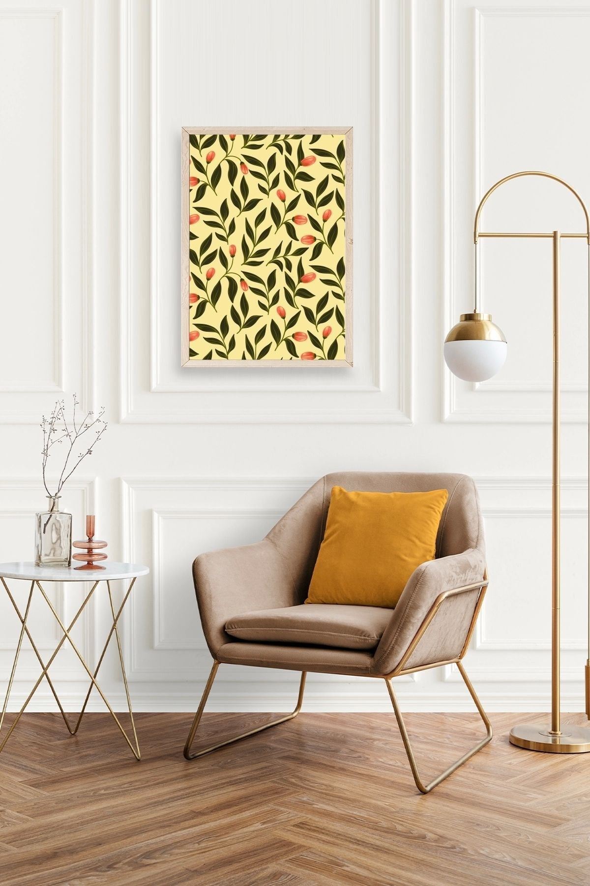 Yapraklar Ahşap Çerçeveli Tablo 30 x 42