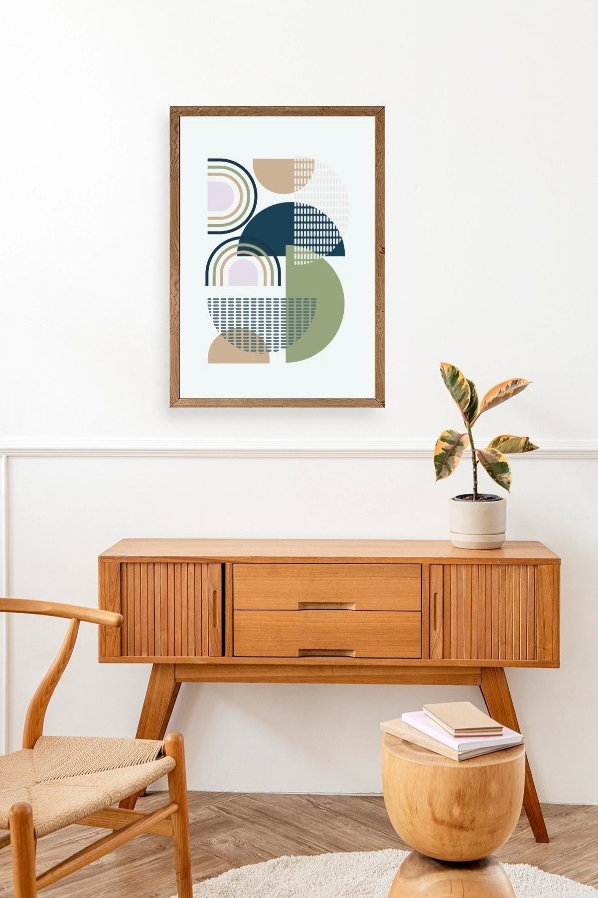 Soyut Ahşap Çerçeveli Tablo 30 x 42