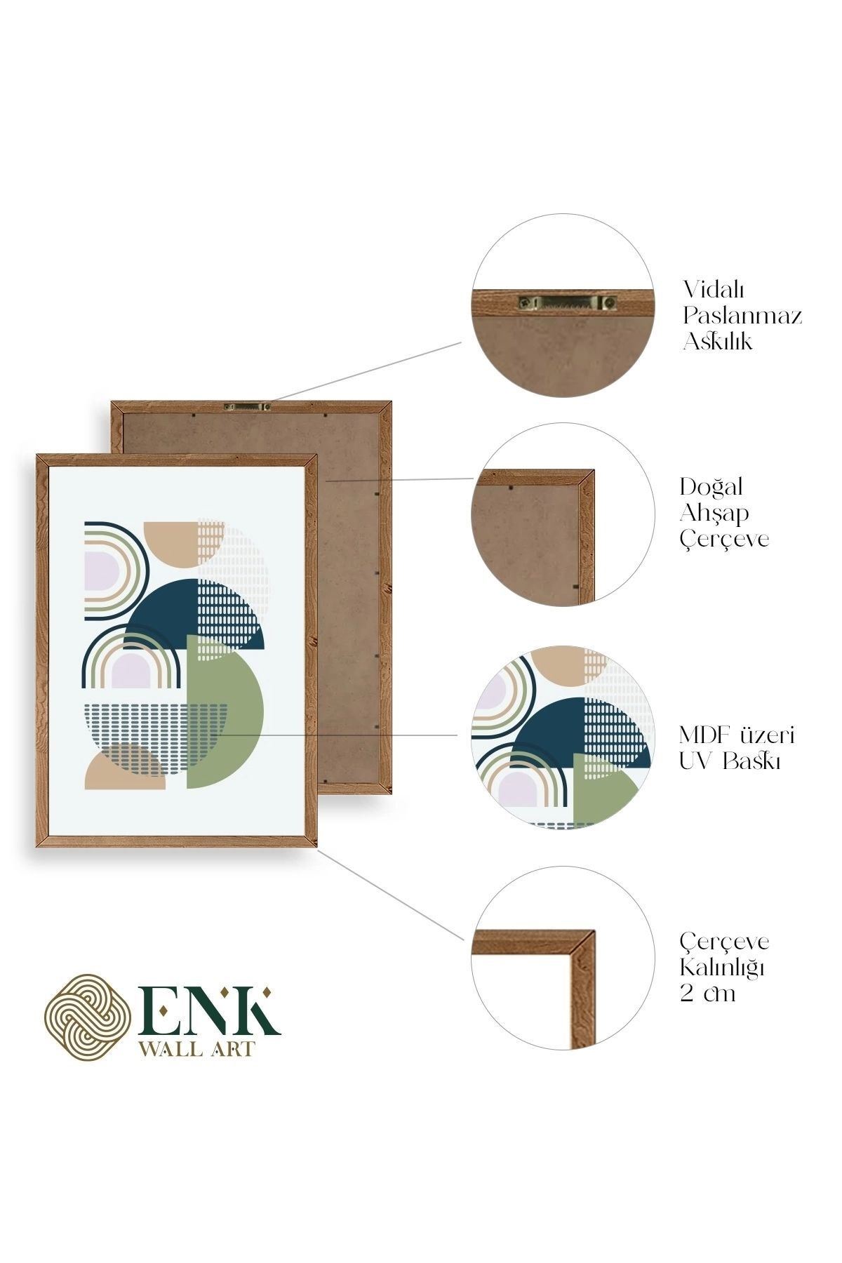 Soyut Ahşap Çerçeveli Tablo 23 x 30