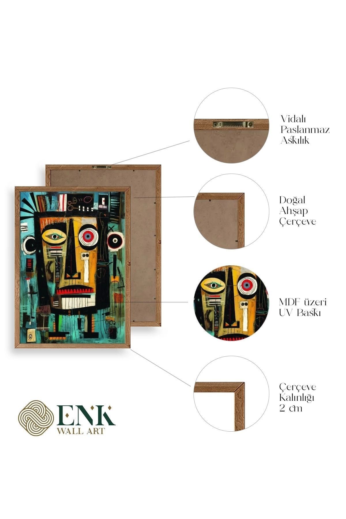 Soyut Ahşap Çerçeveli Tablo 23 x 30