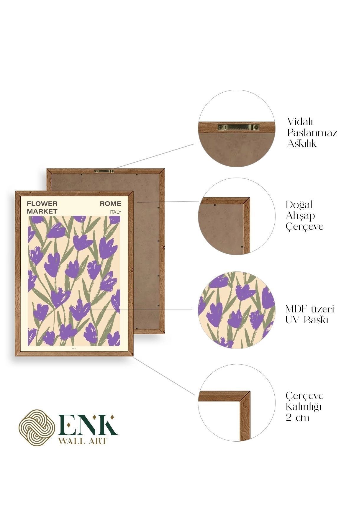 Çiçek Ahşap Çerçeveli Tablo 17 x 23