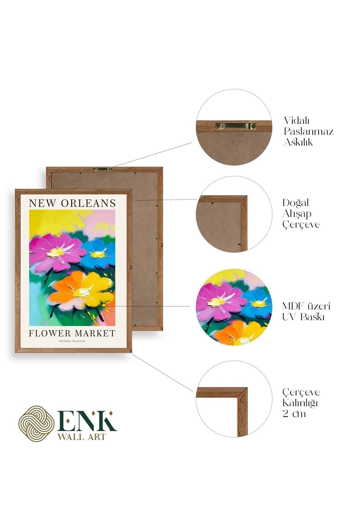 Çiçek Ahşap Çerçeveli Tablo 23 x 30