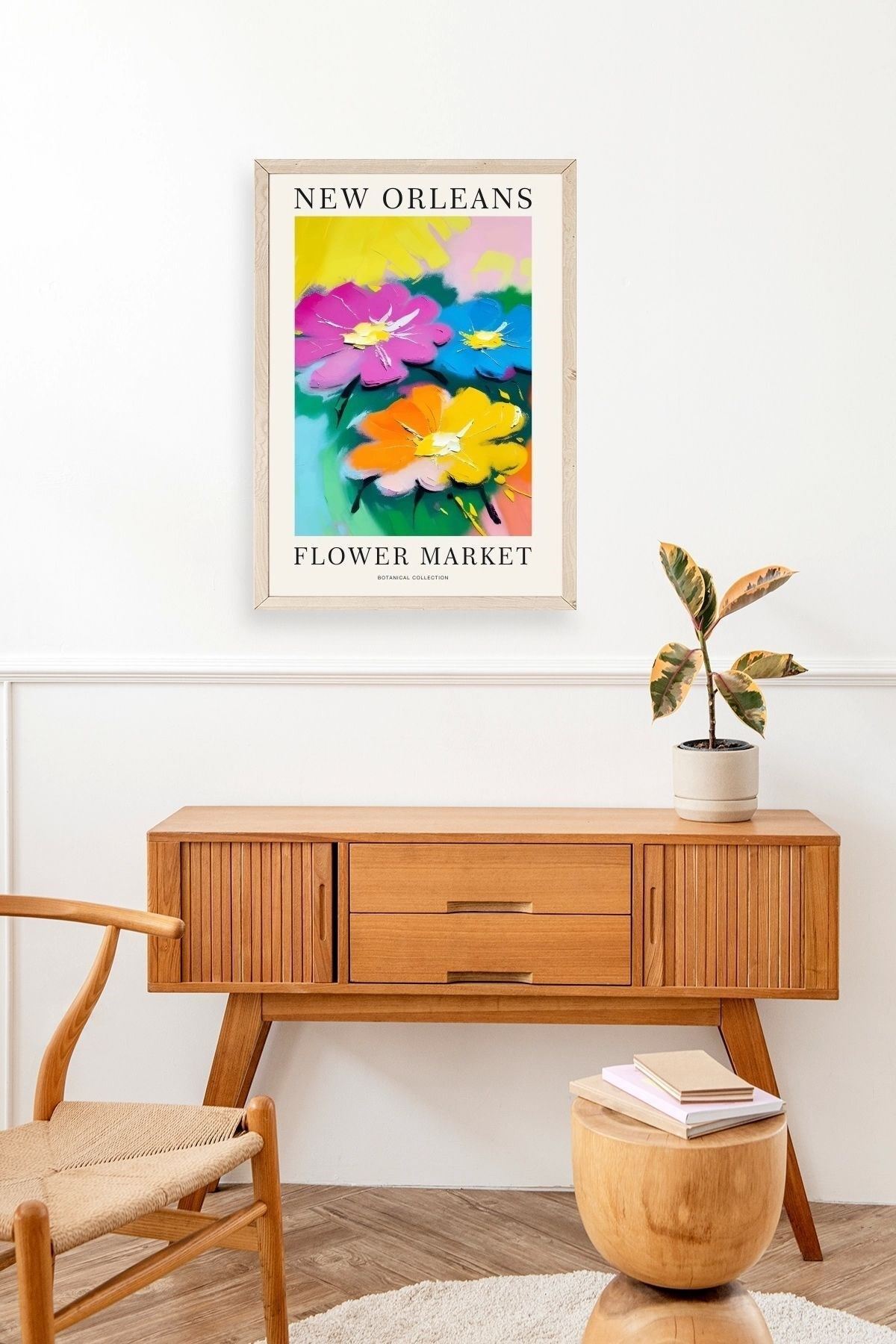 Çiçek Ahşap Çerçeveli Tablo 50 x 70