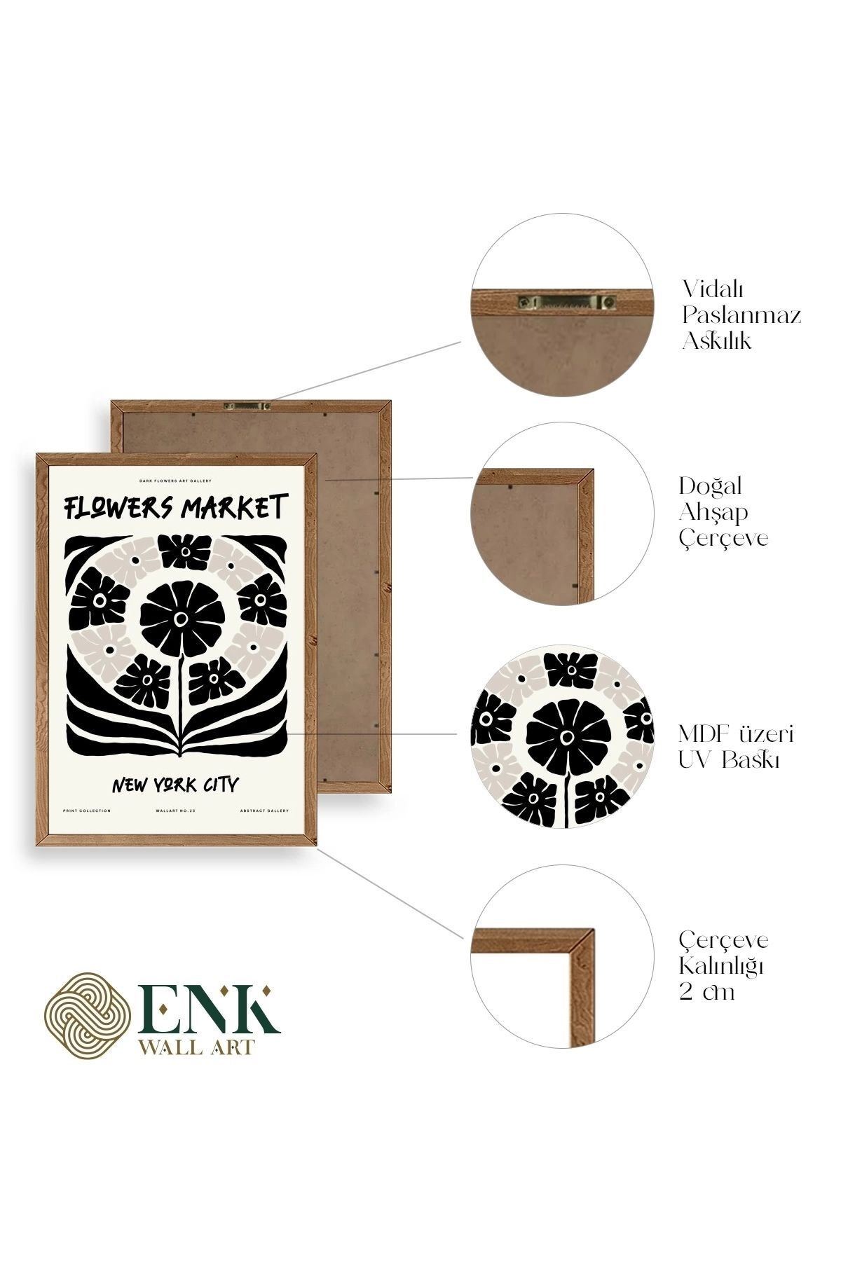 Soyut Ahşap Çerçeveli Tablo 30 x 42