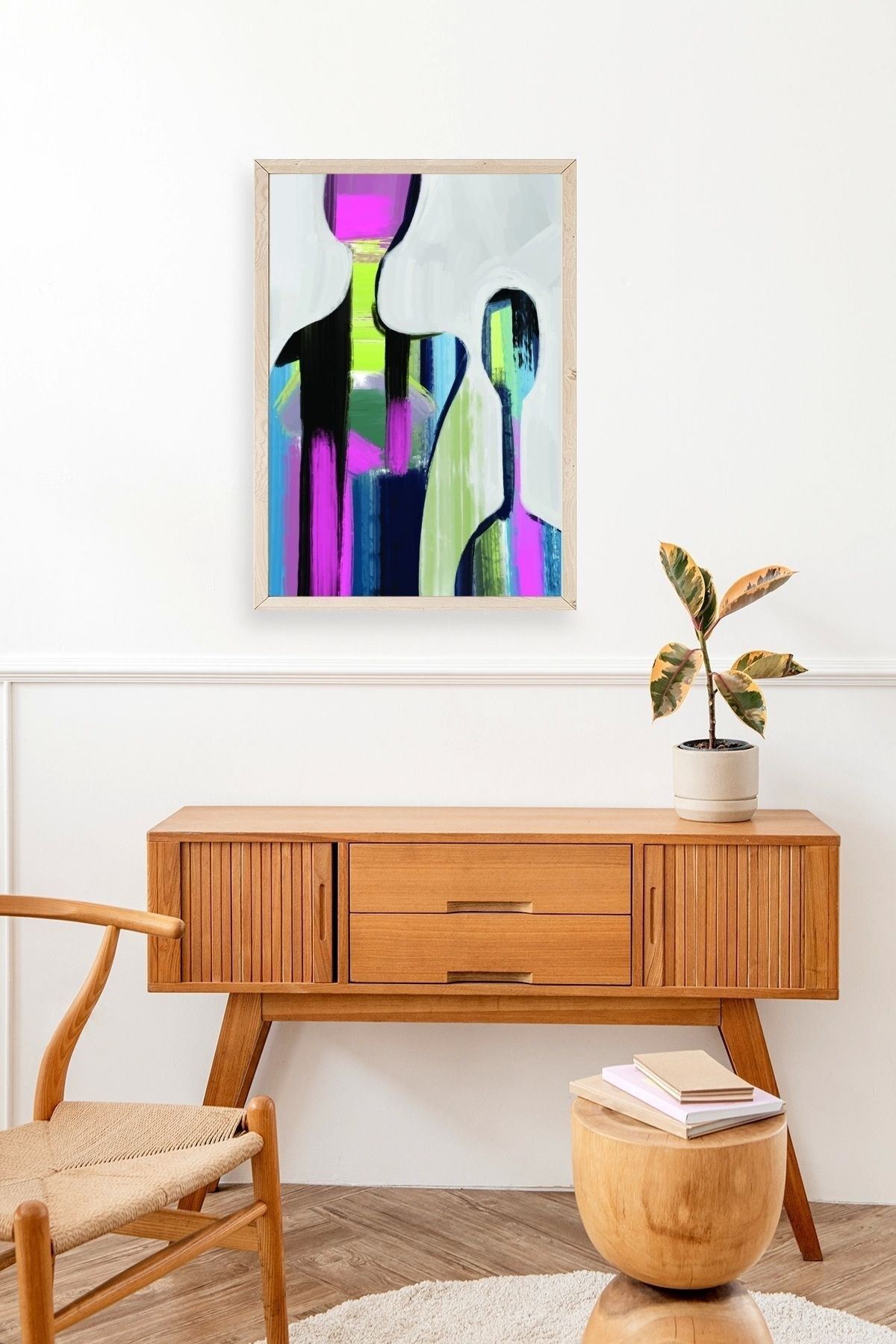 Soyut Ahşap Çerçeveli Tablo 17 x 23