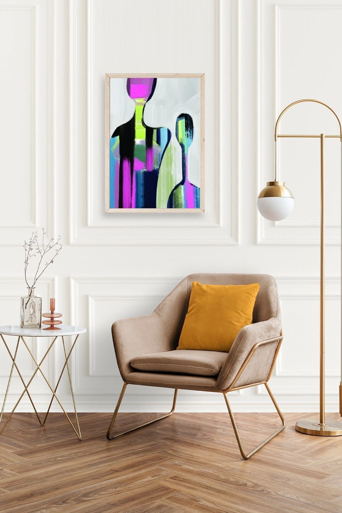 Soyut Ahşap Çerçeveli Tablo 23 x 30