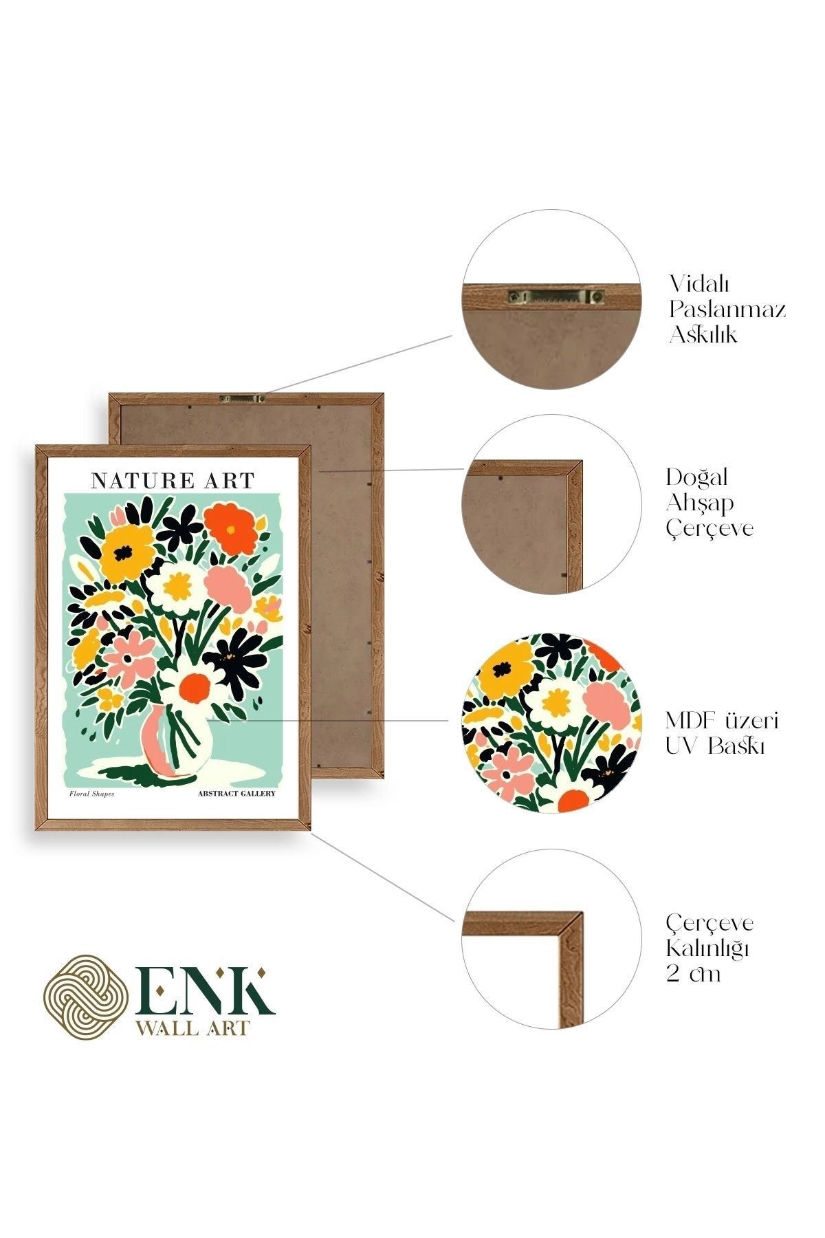 Çiçek Ahşap Çerçeveli Tablo 50 x 70