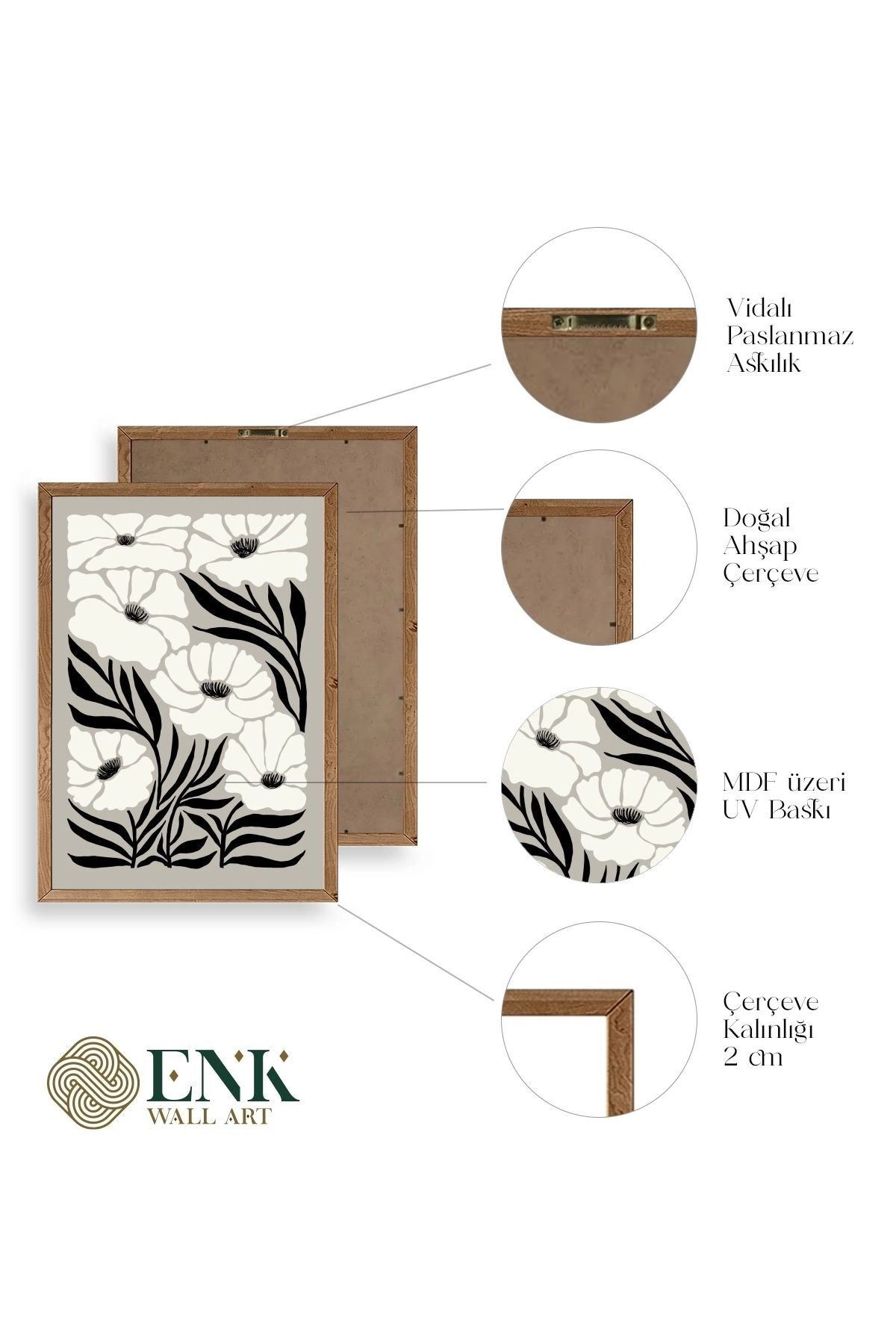 Çiçek Ahşap Çerçeveli Tablo 17 x 23