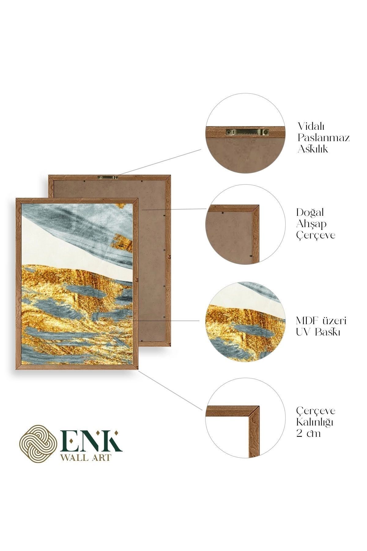 Soyut Ahşap Çerçeveli Tablo 23 x 30