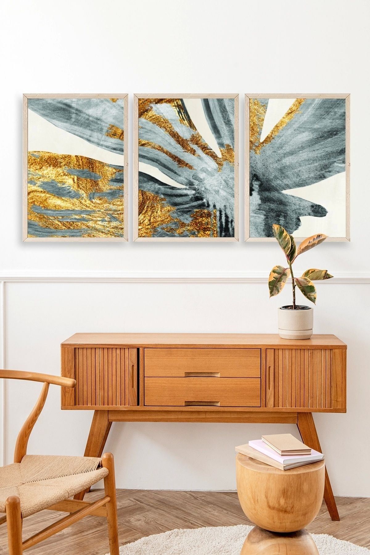 Soyut Ahşap Çerçeveli Tablo 30 x 42