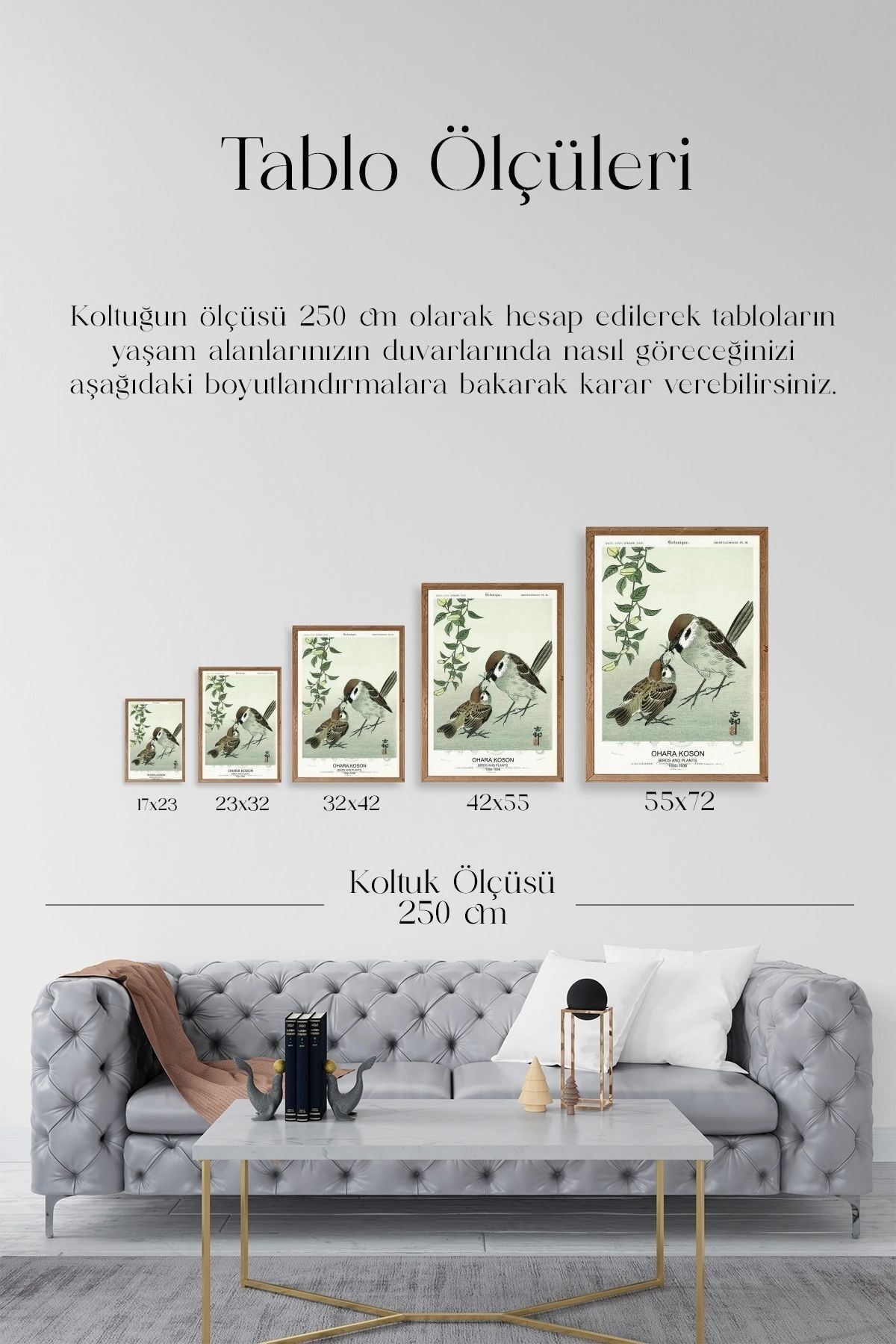 Kuşlar Ahşap Çerçeveli Tablo 23 x 30