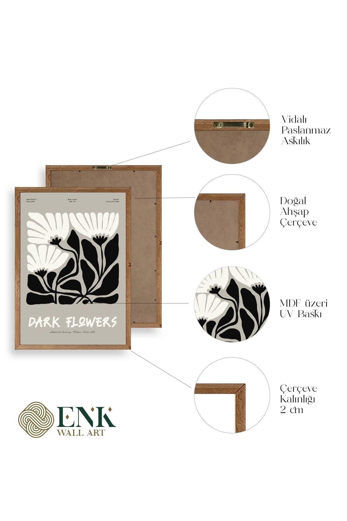 Çiçek Ahşap Çerçeveli Tablo 17 x 23