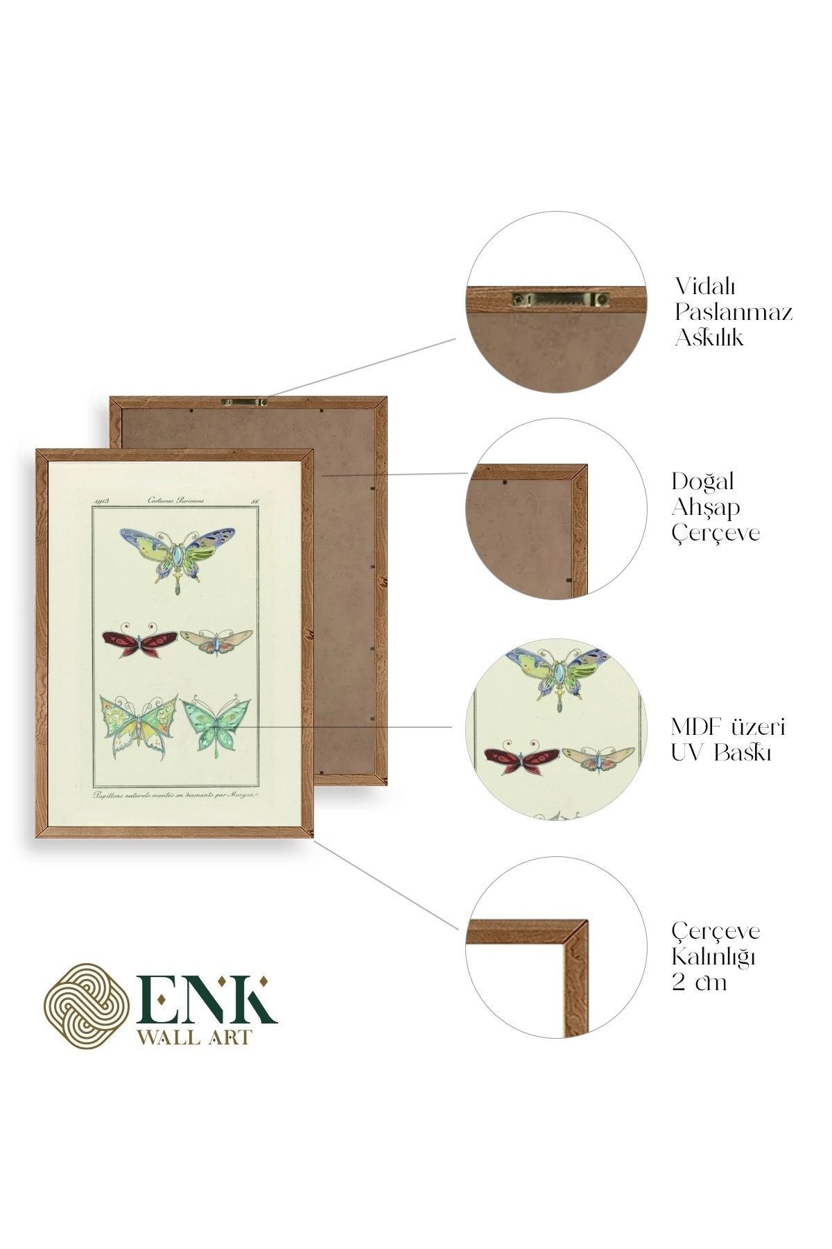 Kelebek Ahşap Çerçeveli Tablo 23 x 30