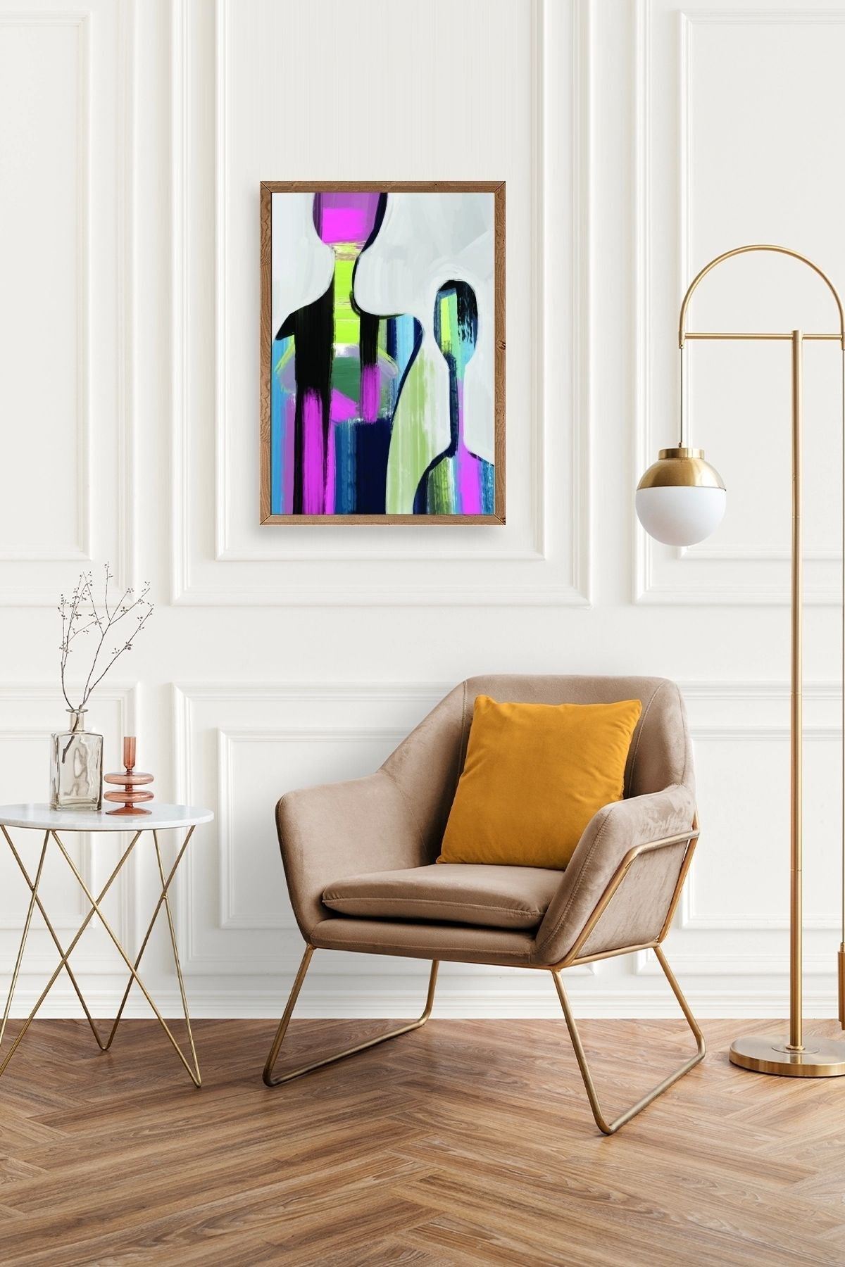 Soyut Ahşap Çerçeveli Tablo 30 x 42