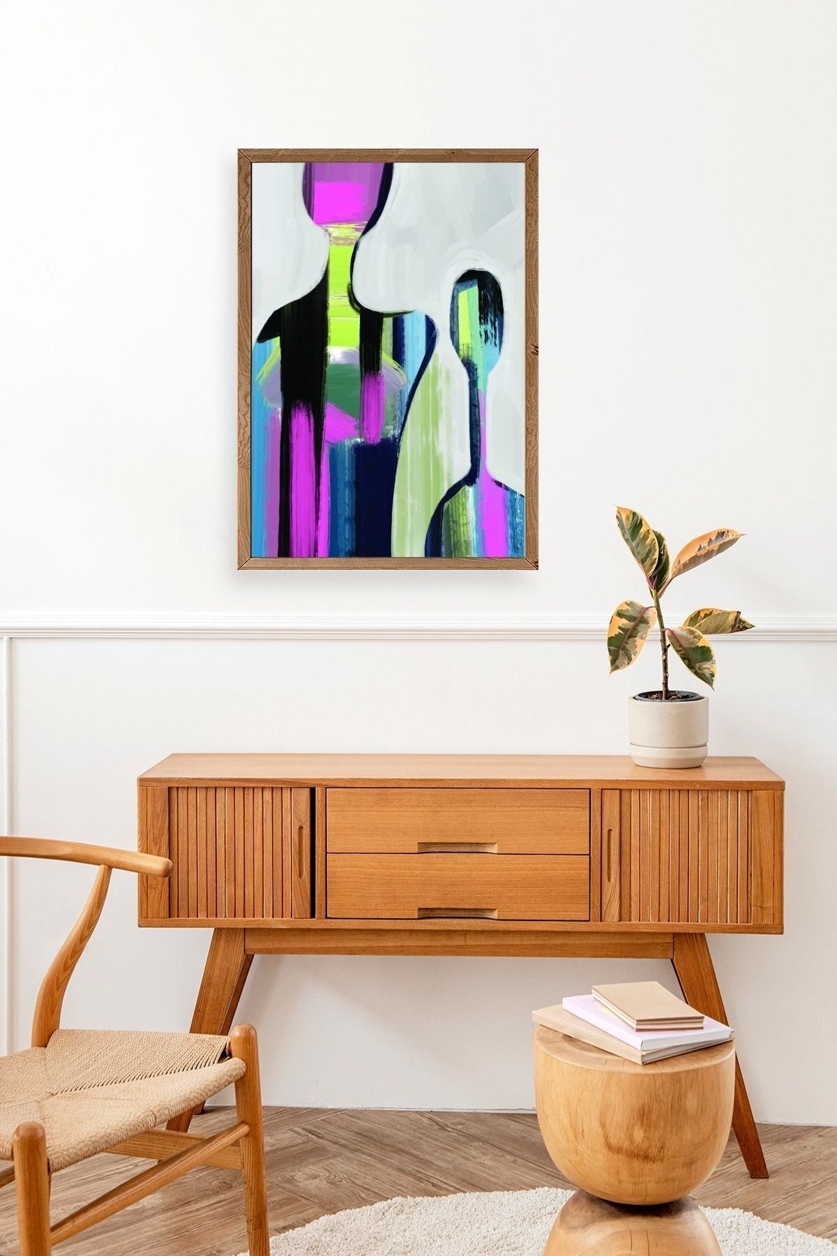 Soyut Ahşap Çerçeveli Tablo 50 x 70