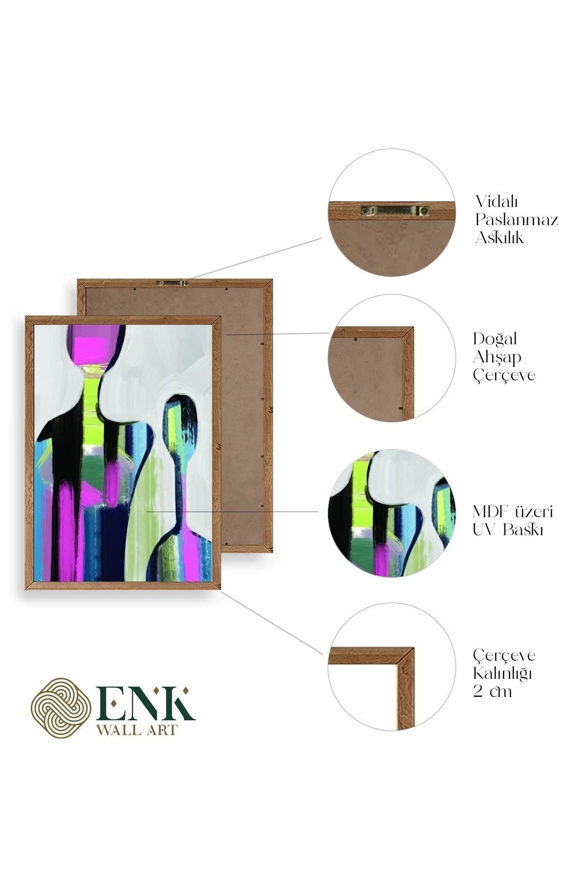 Soyut Ahşap Çerçeveli Tablo 17 x 23