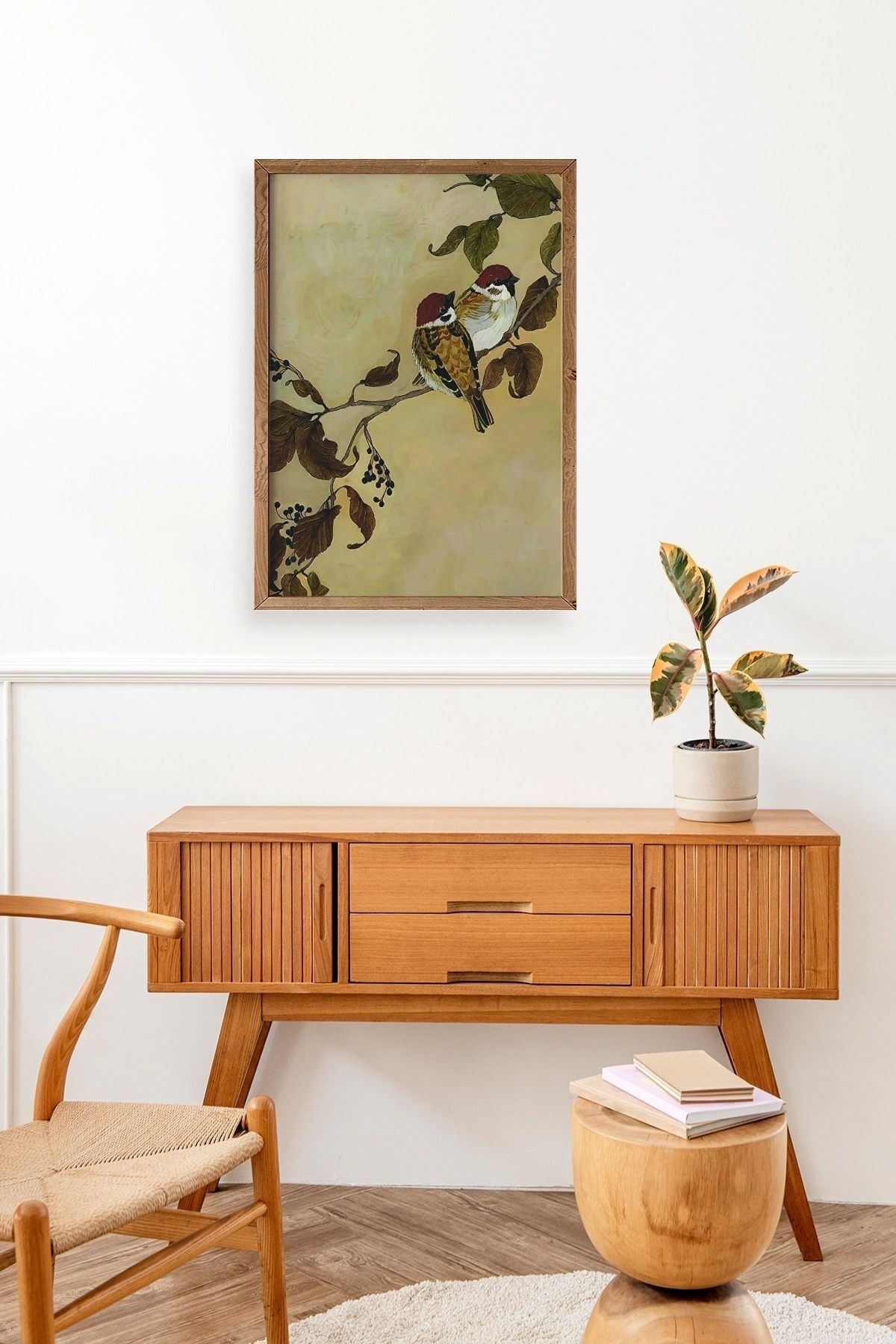 Kuş Ahşap Çerçeveli Tablo 23 x 30