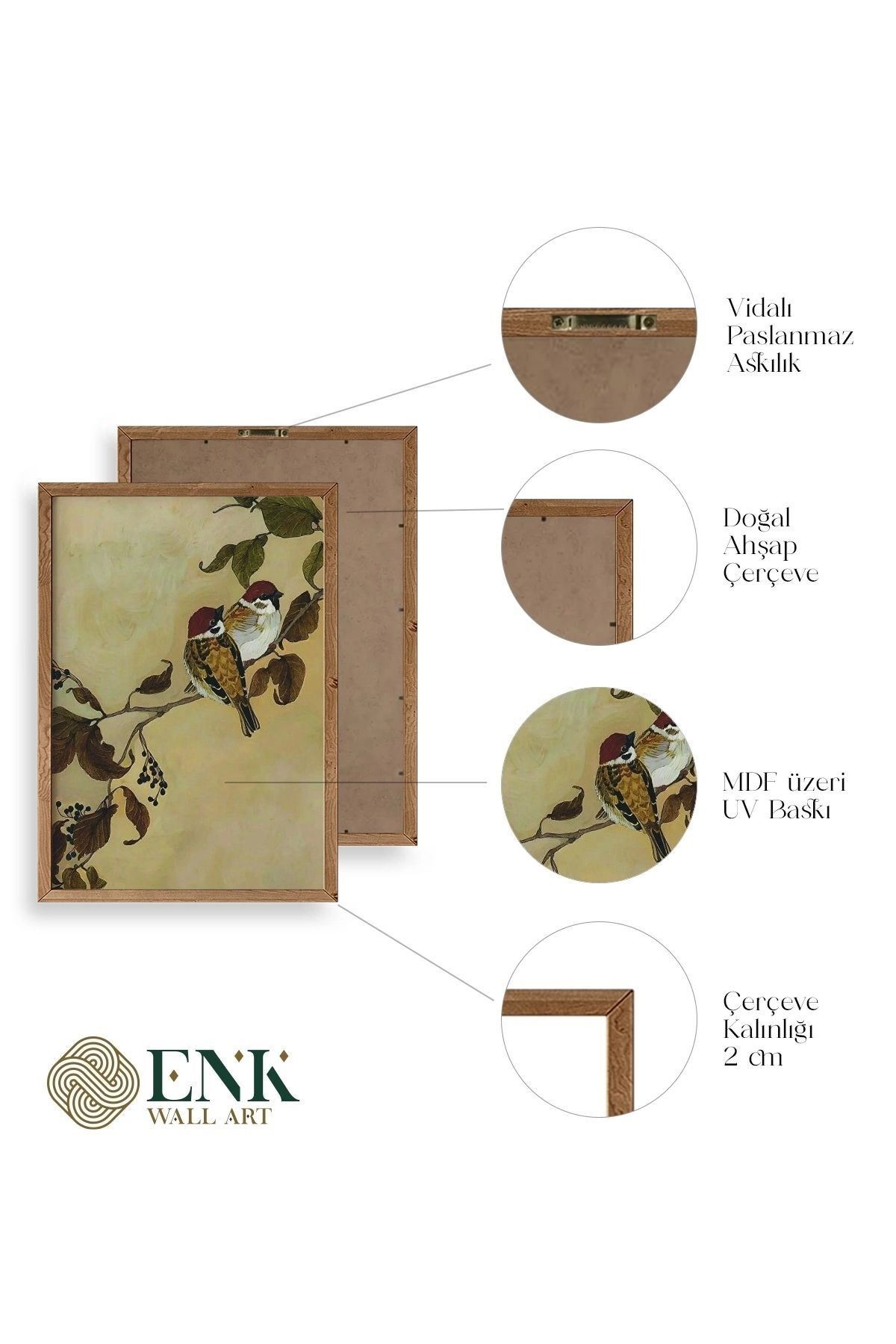 Kuş Ahşap Çerçeveli Tablo 30 x 42