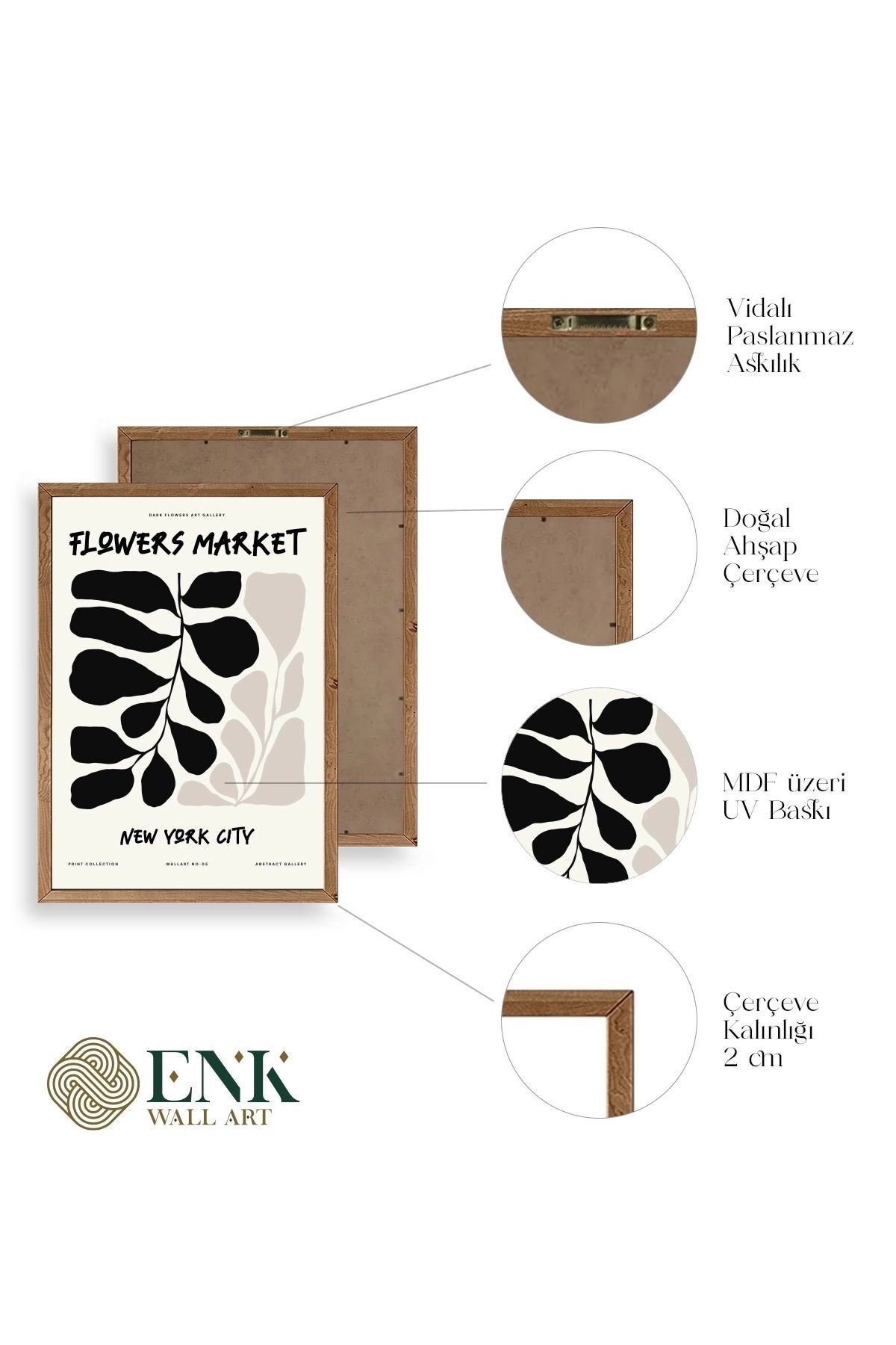 Yaprak Ahşap Çerçeveli Tablo 50 x 70