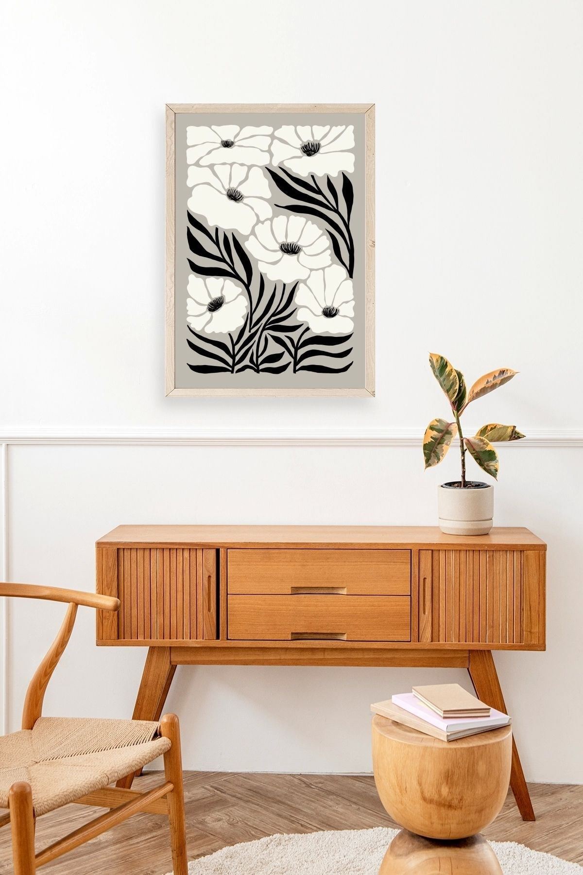 Çiçek Ahşap Çerçeveli Tablo 17 x 23