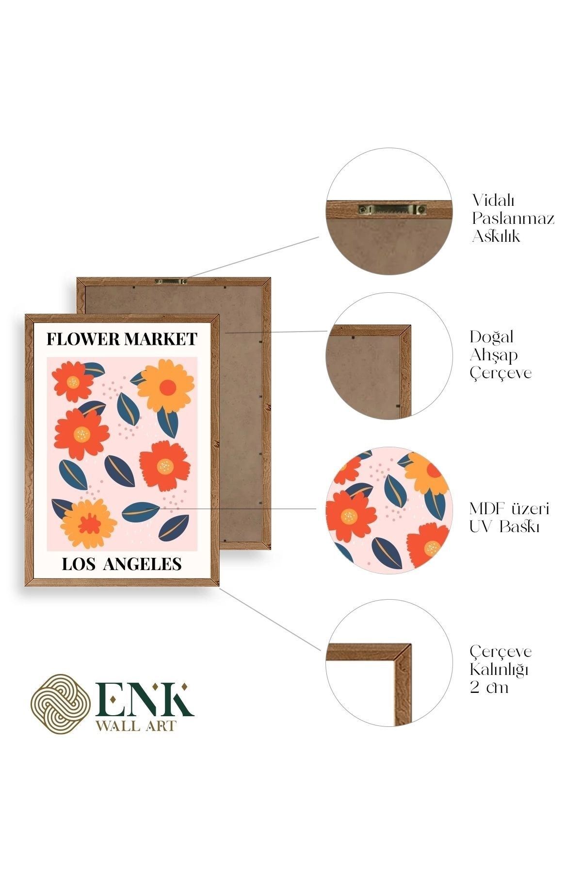 Çiçek Ahşap Çerçeveli Tablo 30 x 42