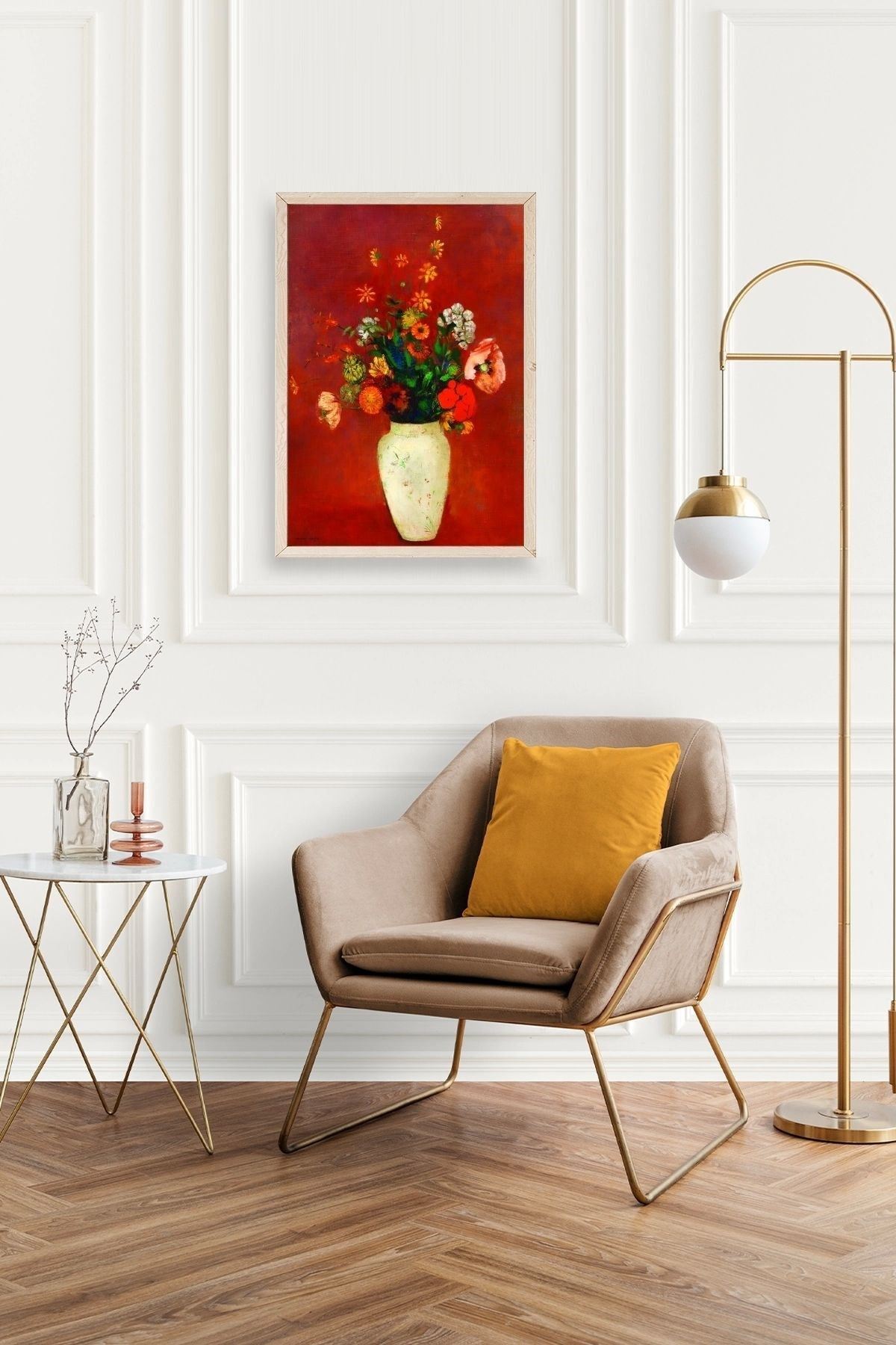 Vazoda Çiçek Ahşap Çerçeveli Tablo 17 x 23