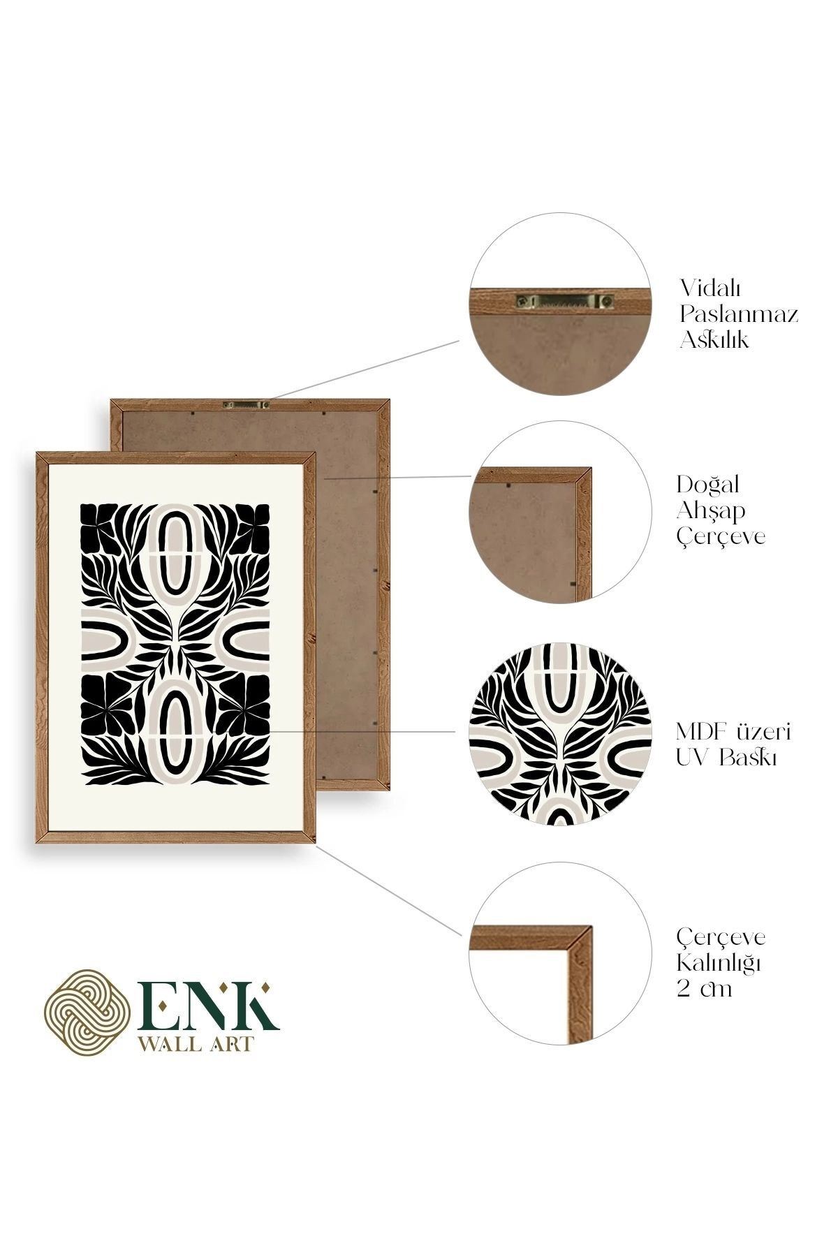 Soyut Ahşap Çerçeveli Tablo 23 x 30